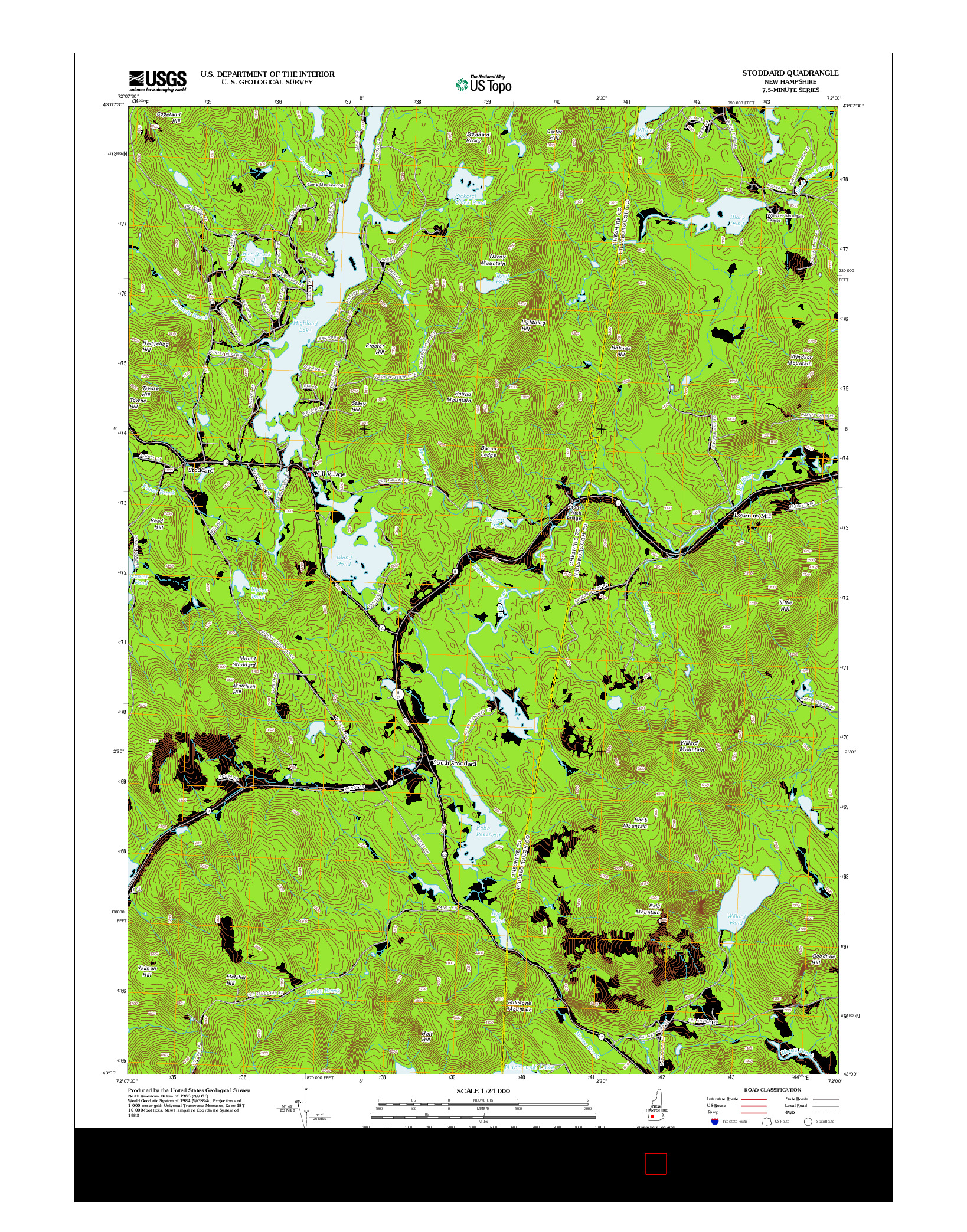 USGS US TOPO 7.5-MINUTE MAP FOR STODDARD, NH 2012
