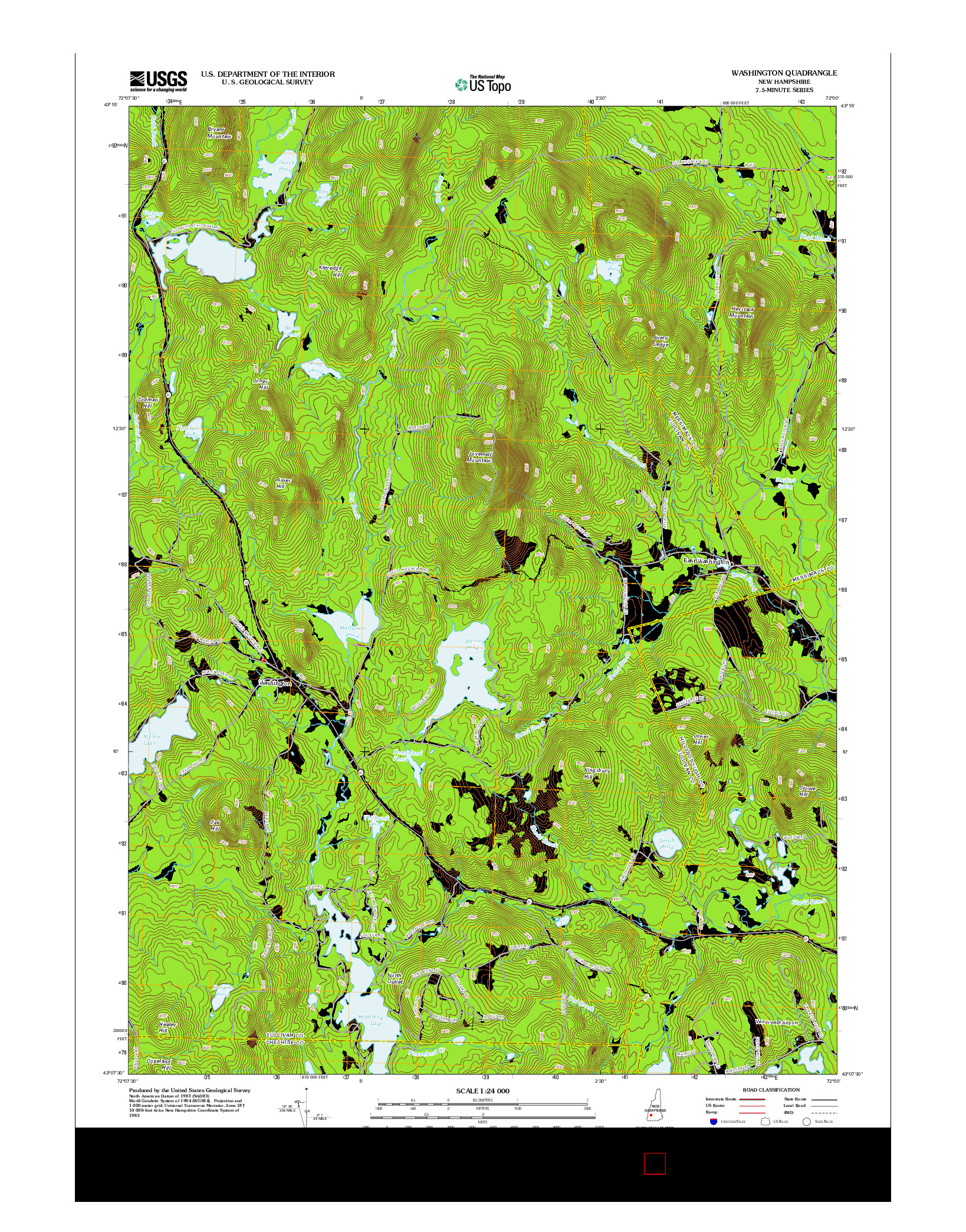 USGS US TOPO 7.5-MINUTE MAP FOR WASHINGTON, NH 2012