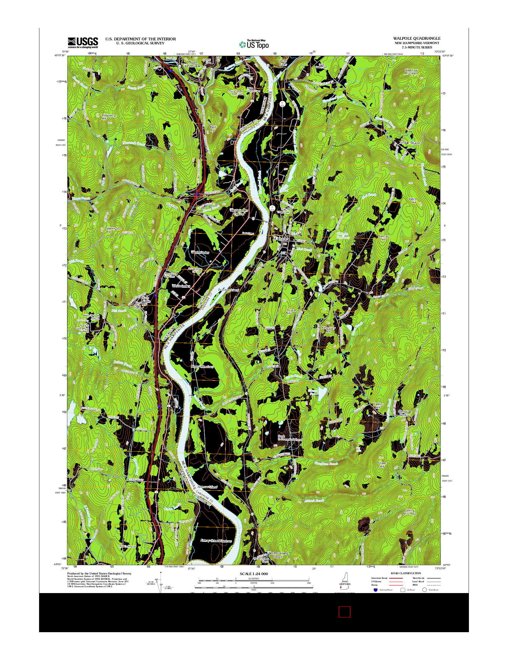 USGS US TOPO 7.5-MINUTE MAP FOR WALPOLE, NH-VT 2012