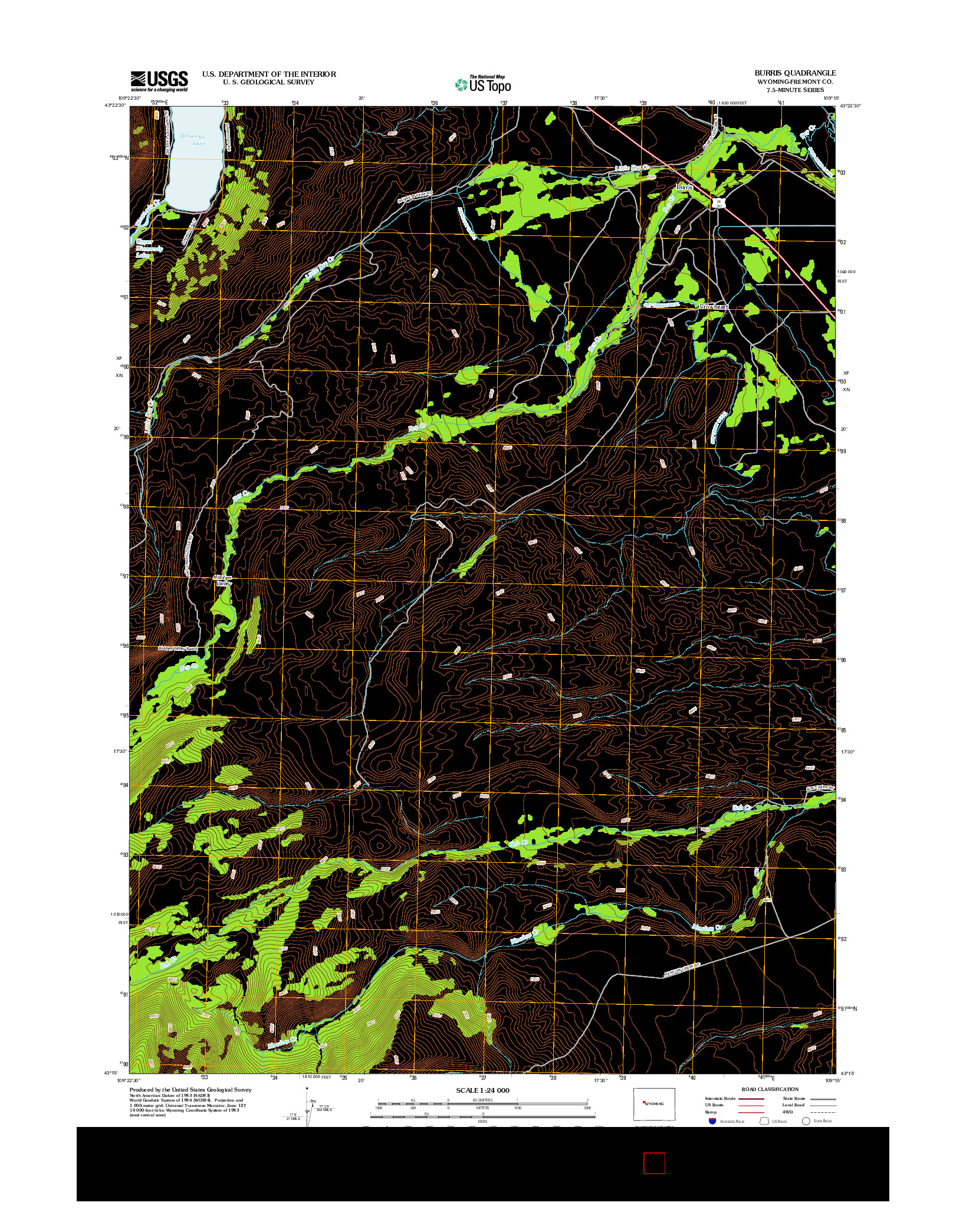 USGS US TOPO 7.5-MINUTE MAP FOR BURRIS, WY 2012