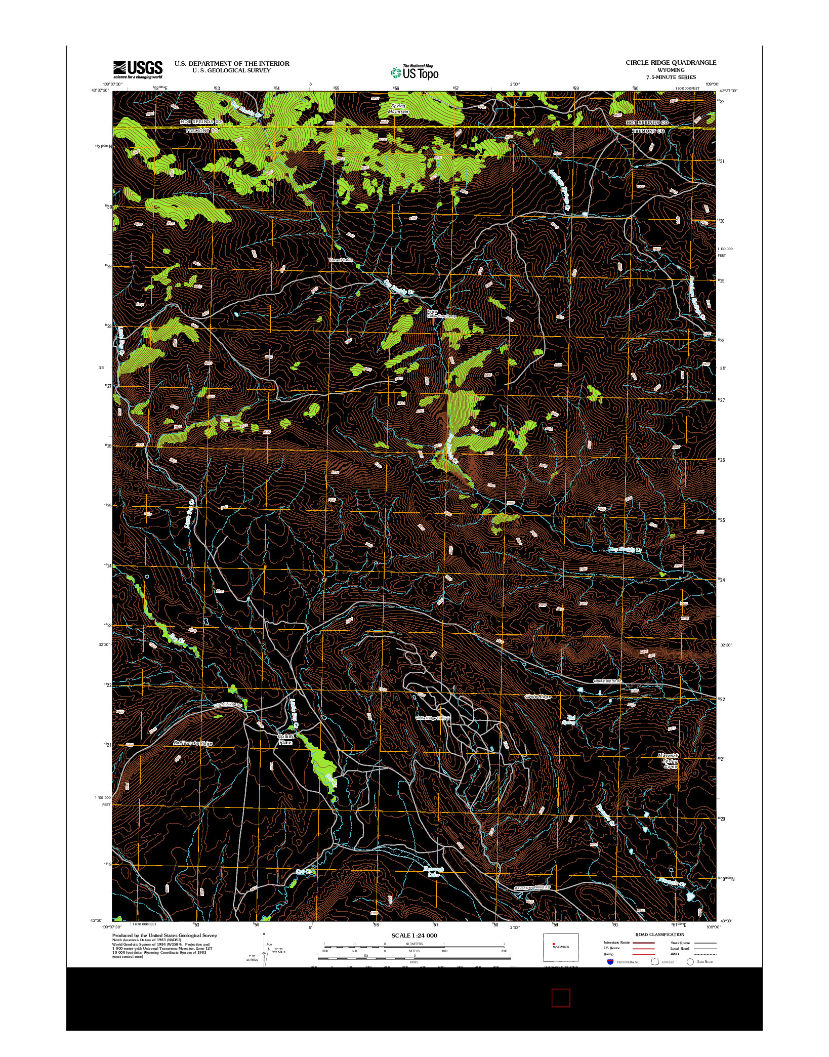 USGS US TOPO 7.5-MINUTE MAP FOR CIRCLE RIDGE, WY 2012