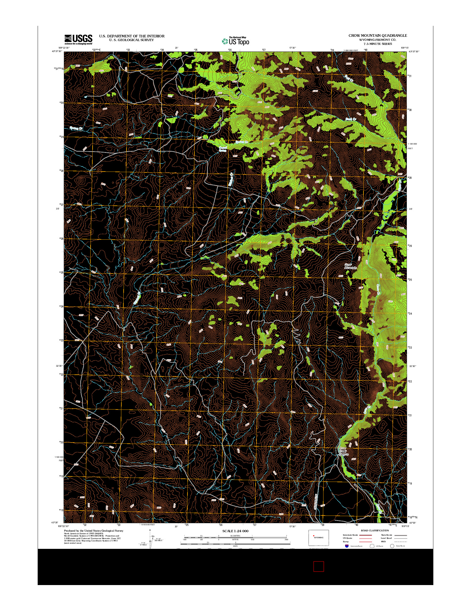 USGS US TOPO 7.5-MINUTE MAP FOR CROW MOUNTAIN, WY 2012