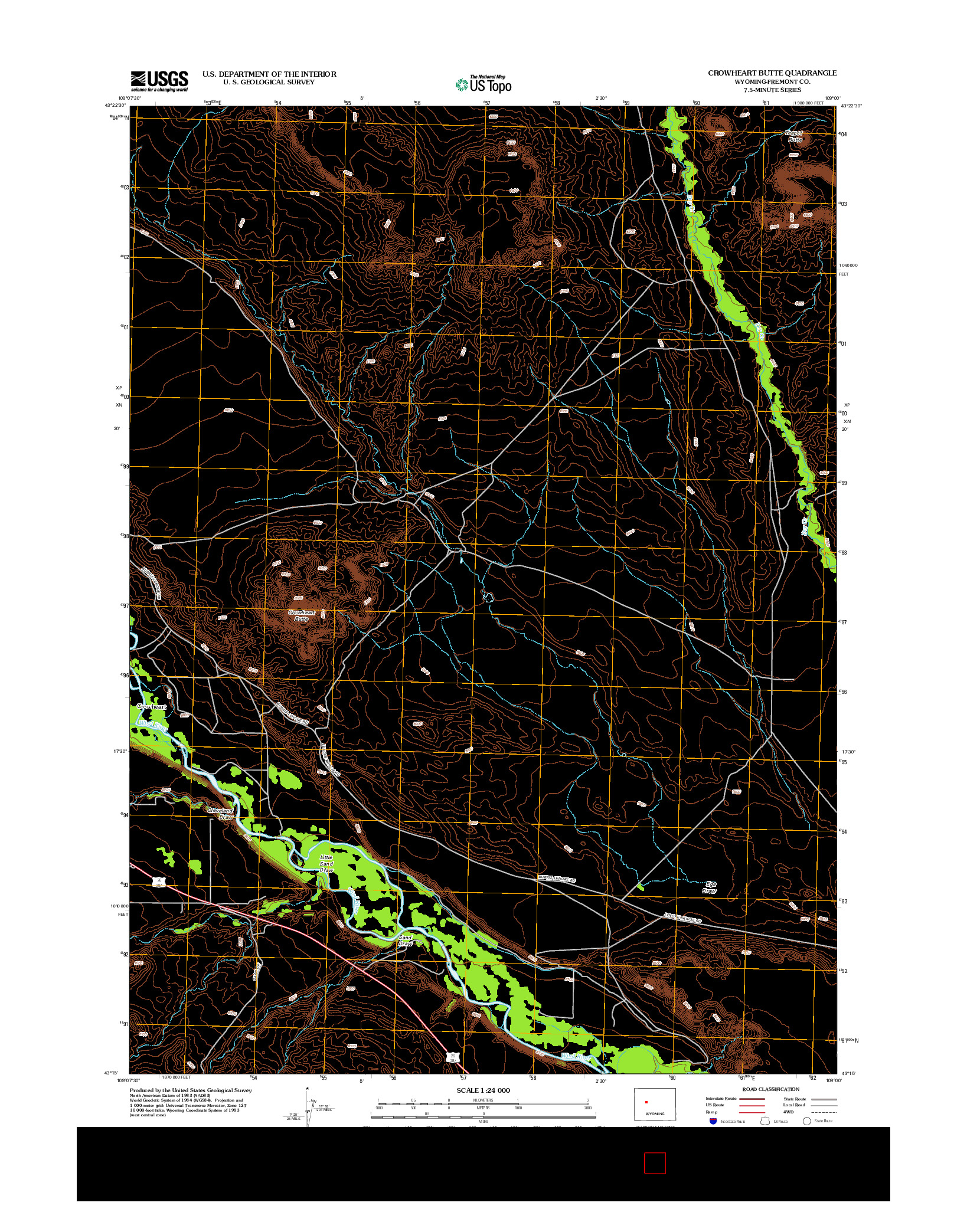 USGS US TOPO 7.5-MINUTE MAP FOR CROWHEART BUTTE, WY 2012