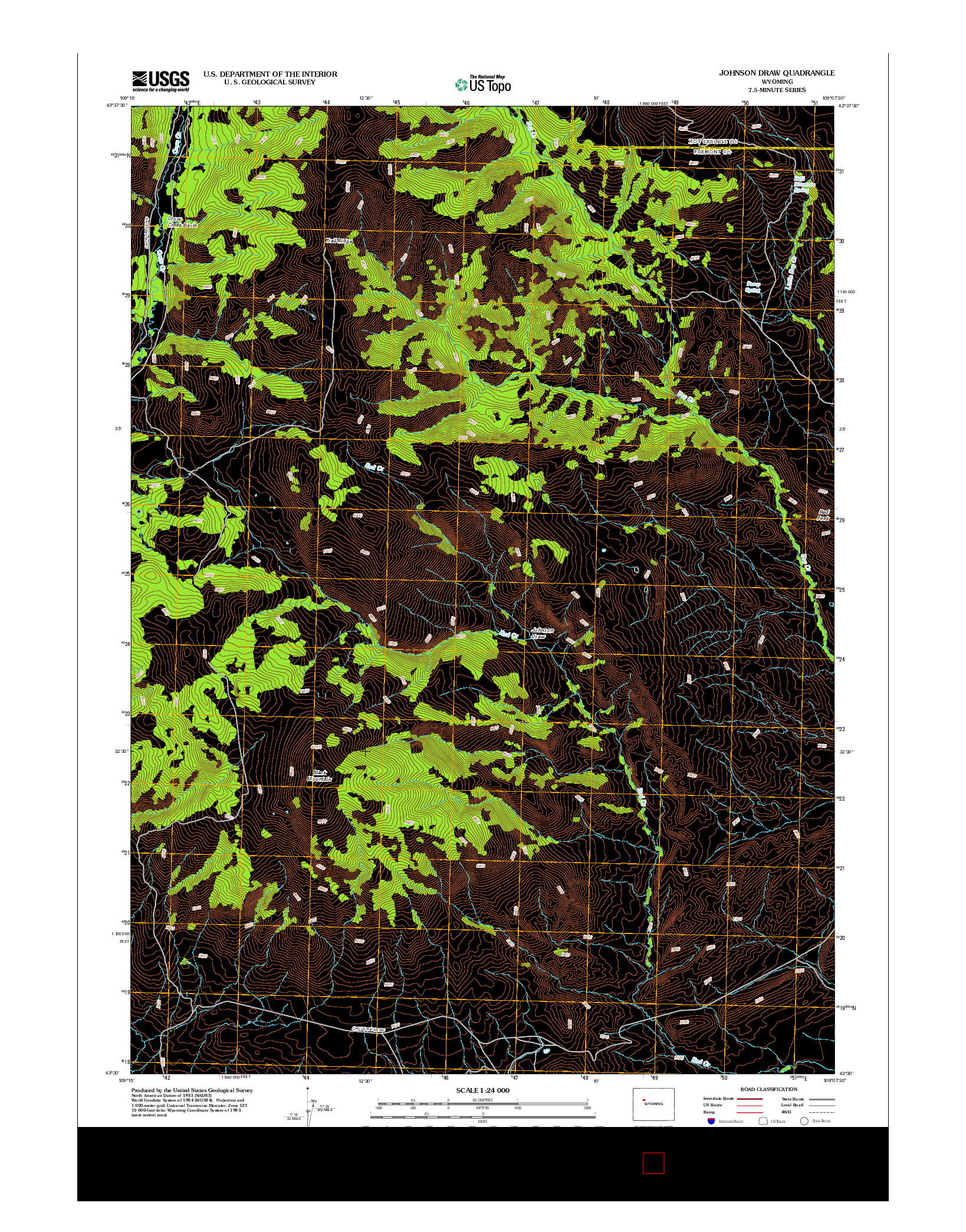 USGS US TOPO 7.5-MINUTE MAP FOR JOHNSON DRAW, WY 2012