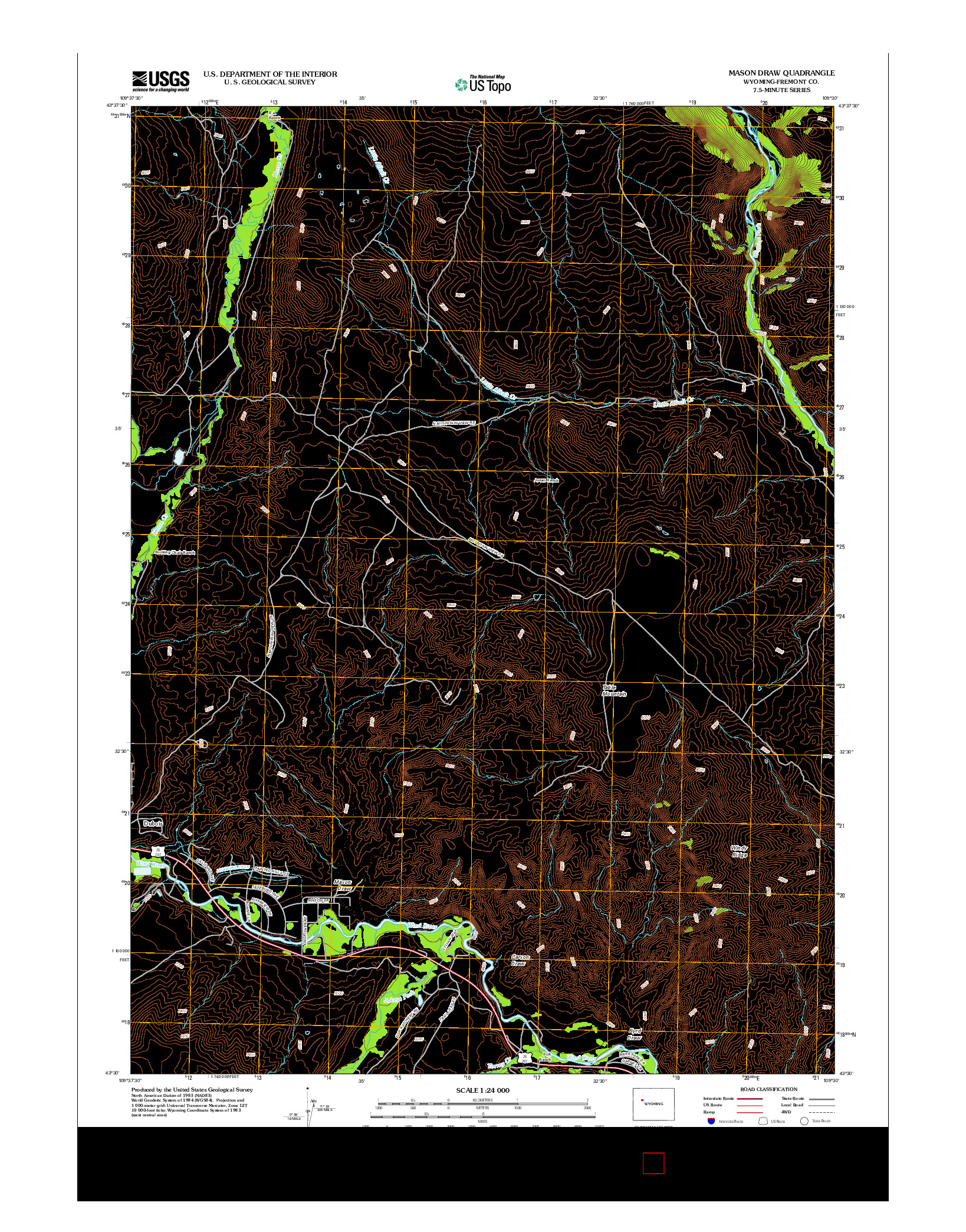 USGS US TOPO 7.5-MINUTE MAP FOR MASON DRAW, WY 2012