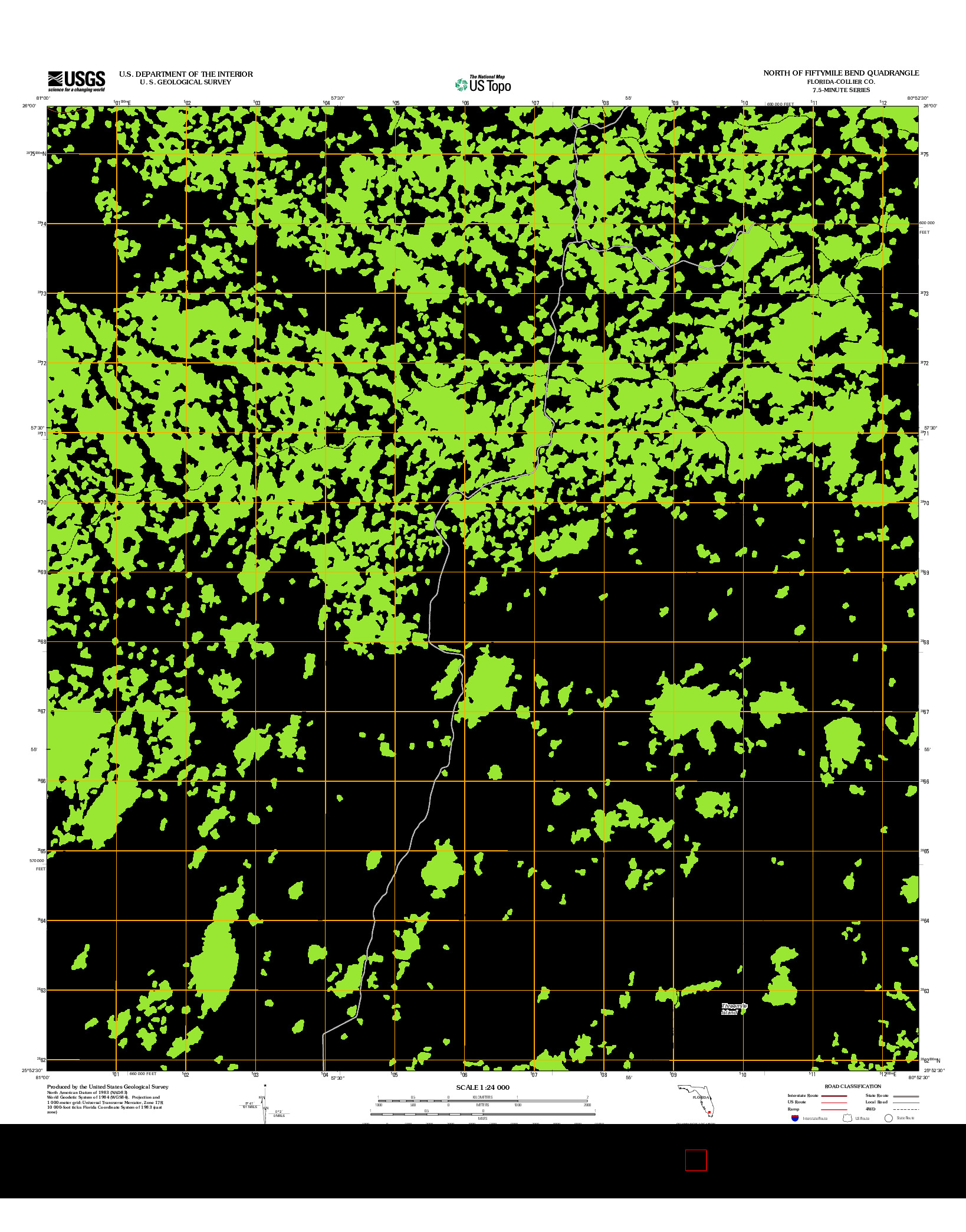 USGS US TOPO 7.5-MINUTE MAP FOR NORTH OF FIFTYMILE BEND, FL 2012