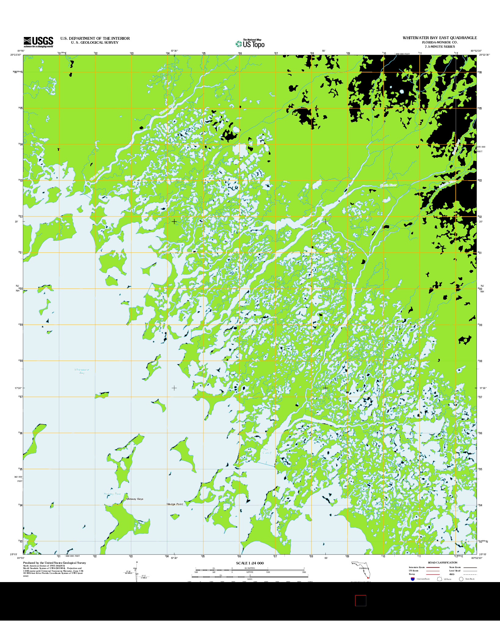 USGS US TOPO 7.5-MINUTE MAP FOR WHITEWATER BAY EAST, FL 2012