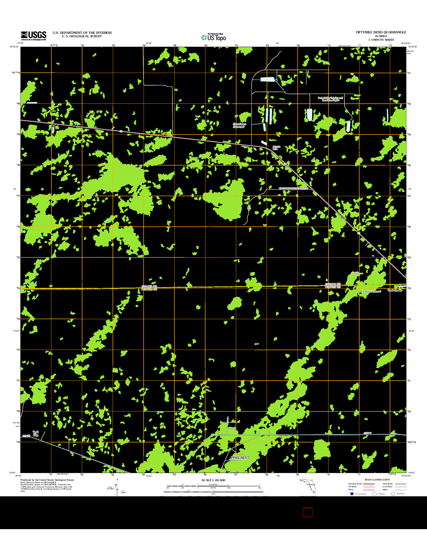 USGS US TOPO 7.5-MINUTE MAP FOR FIFTYMILE BEND, FL 2012