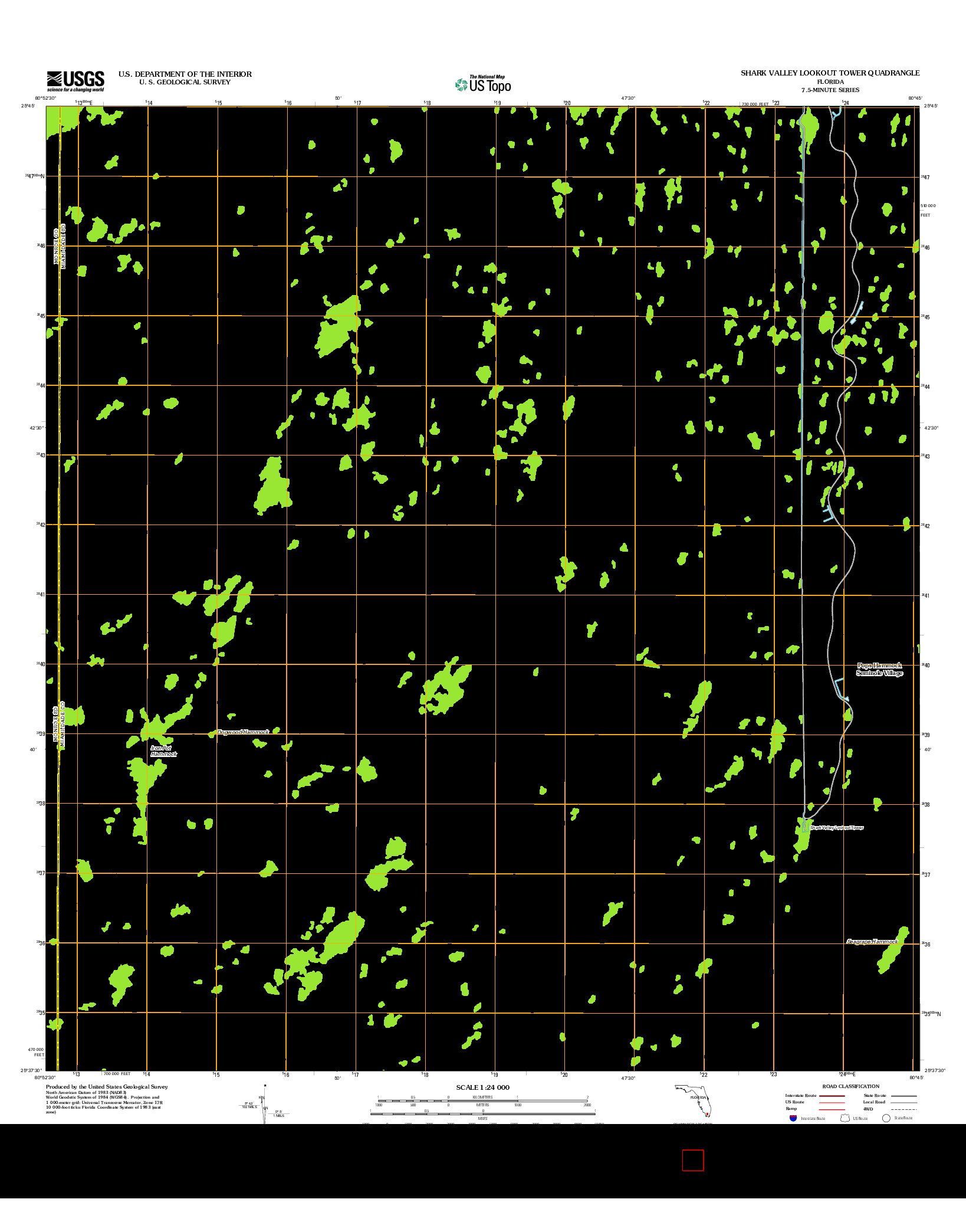 USGS US TOPO 7.5-MINUTE MAP FOR SHARK VALLEY LOOKOUT TOWER, FL 2012