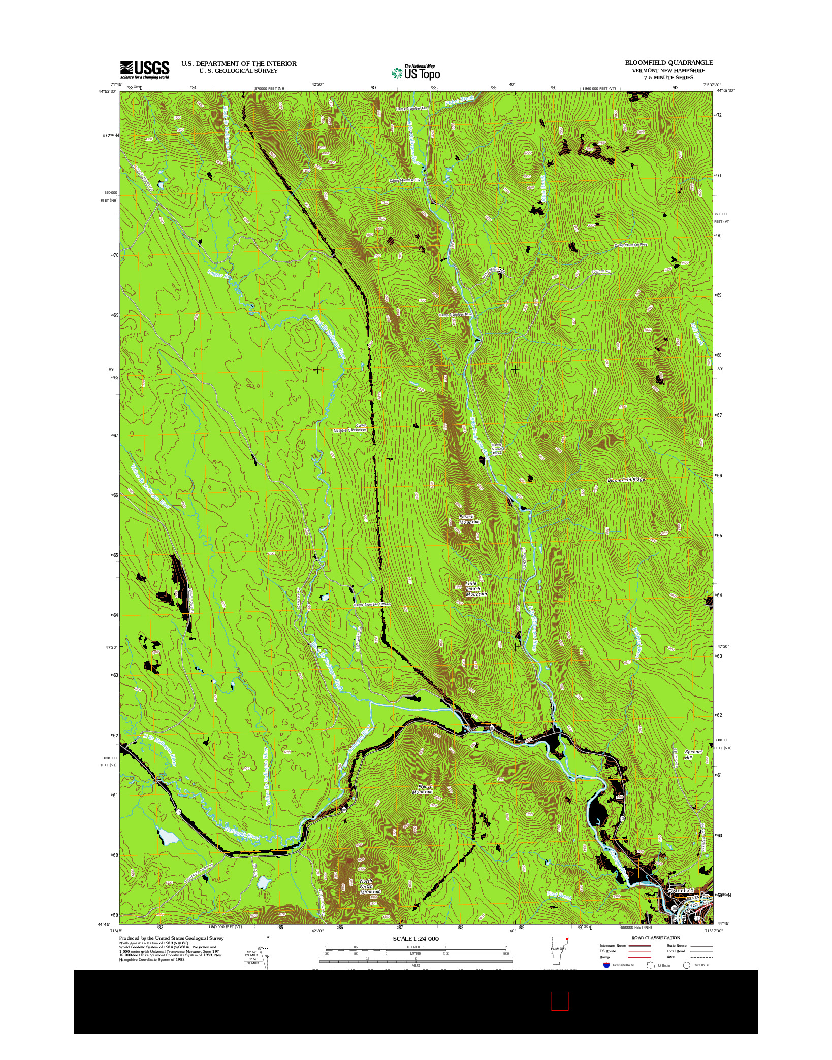 USGS US TOPO 7.5-MINUTE MAP FOR BLOOMFIELD, VT-NH 2012