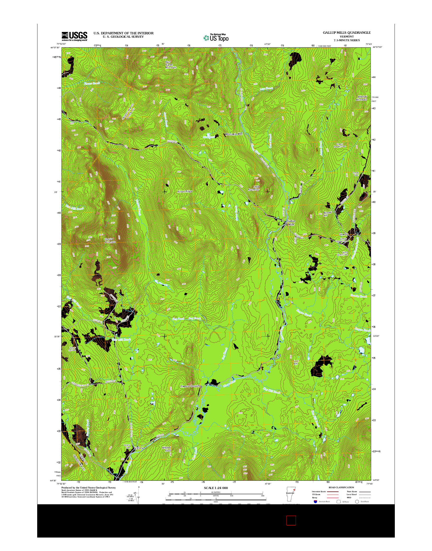 USGS US TOPO 7.5-MINUTE MAP FOR GALLUP MILLS, VT 2012