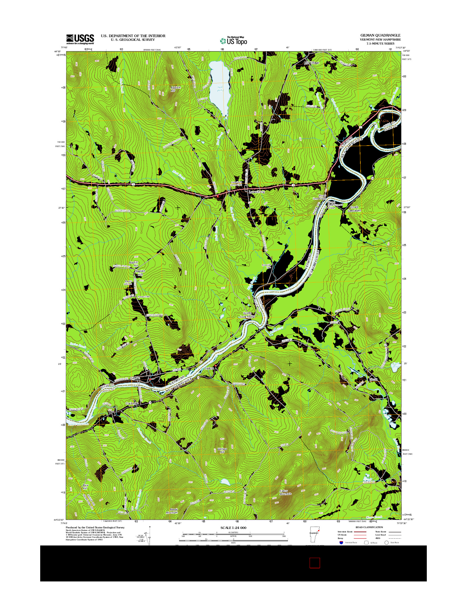 USGS US TOPO 7.5-MINUTE MAP FOR GILMAN, VT-NH 2012