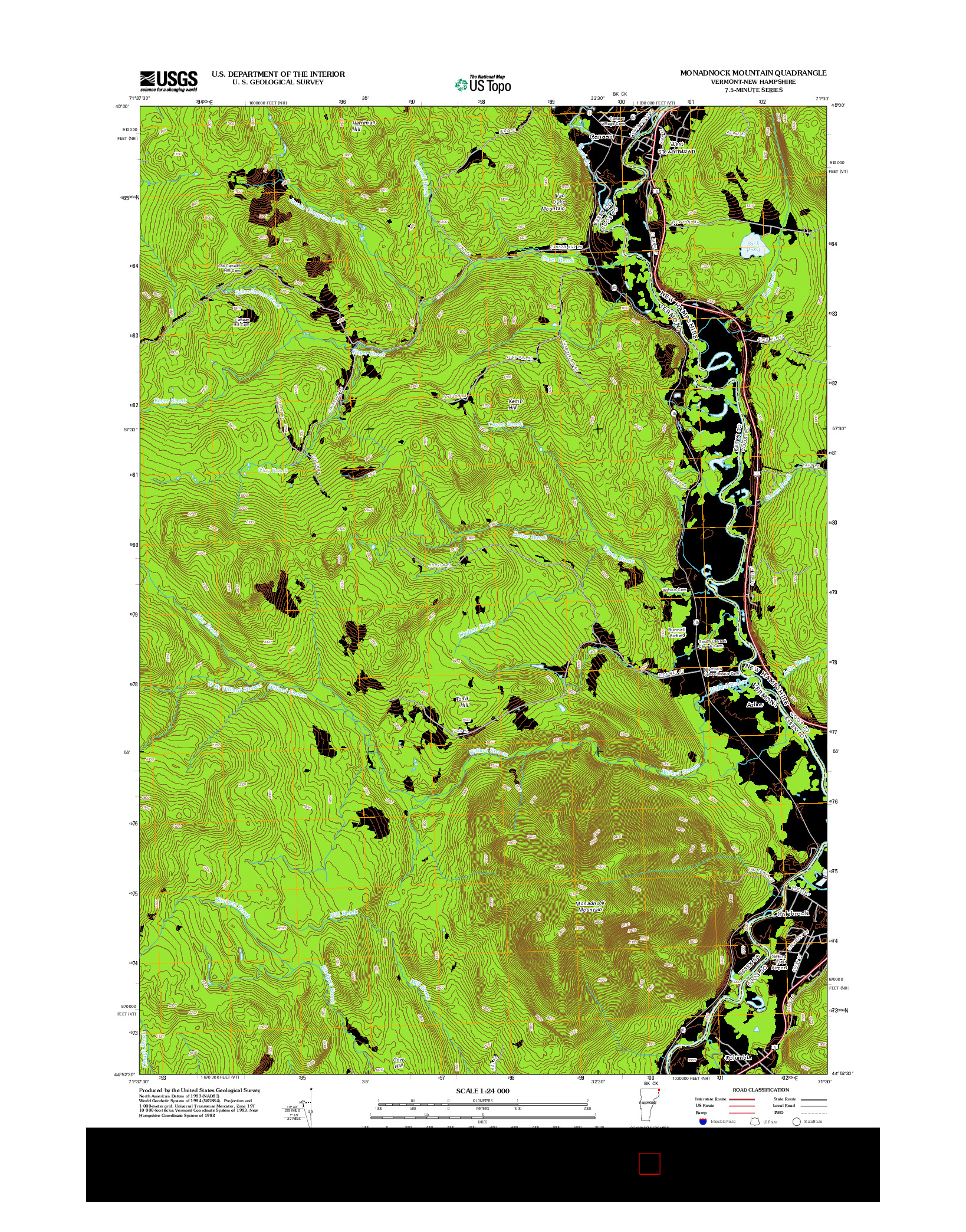 USGS US TOPO 7.5-MINUTE MAP FOR MONADNOCK MOUNTAIN, VT-NH 2012