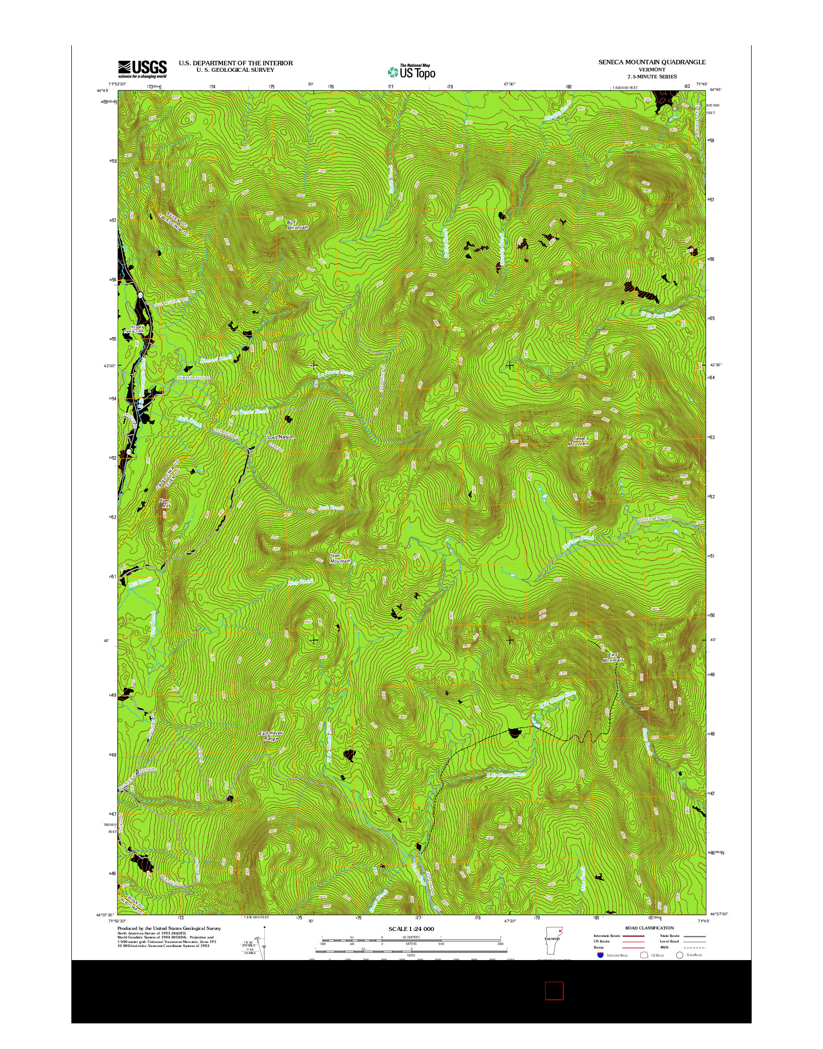 USGS US TOPO 7.5-MINUTE MAP FOR SENECA MOUNTAIN, VT 2012