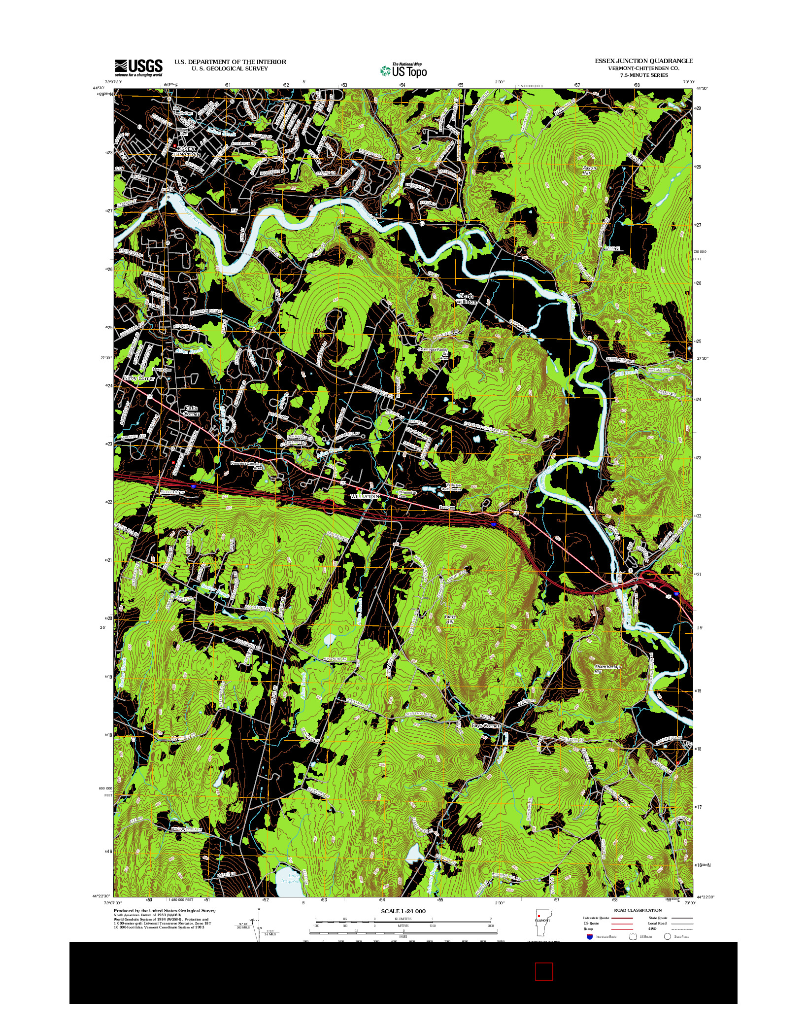 USGS US TOPO 7.5-MINUTE MAP FOR ESSEX JUNCTION, VT 2012