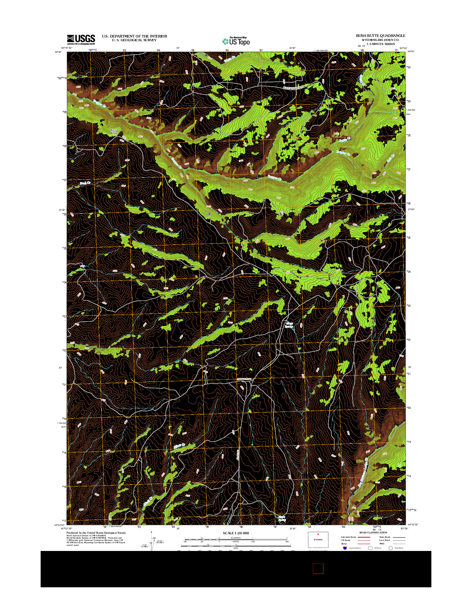 USGS US TOPO 7.5-MINUTE MAP FOR BUSH BUTTE, WY 2012