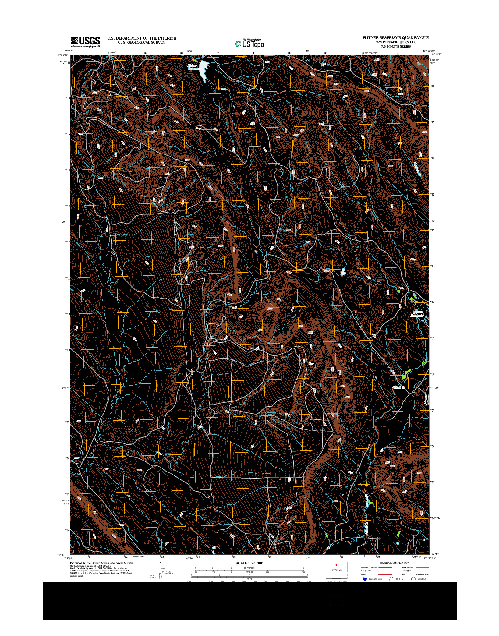 USGS US TOPO 7.5-MINUTE MAP FOR FLITNER RESERVOIR, WY 2012
