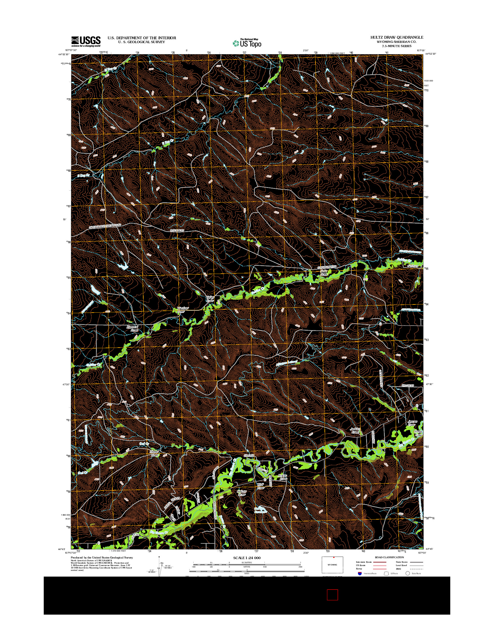 USGS US TOPO 7.5-MINUTE MAP FOR HULTZ DRAW, WY 2012