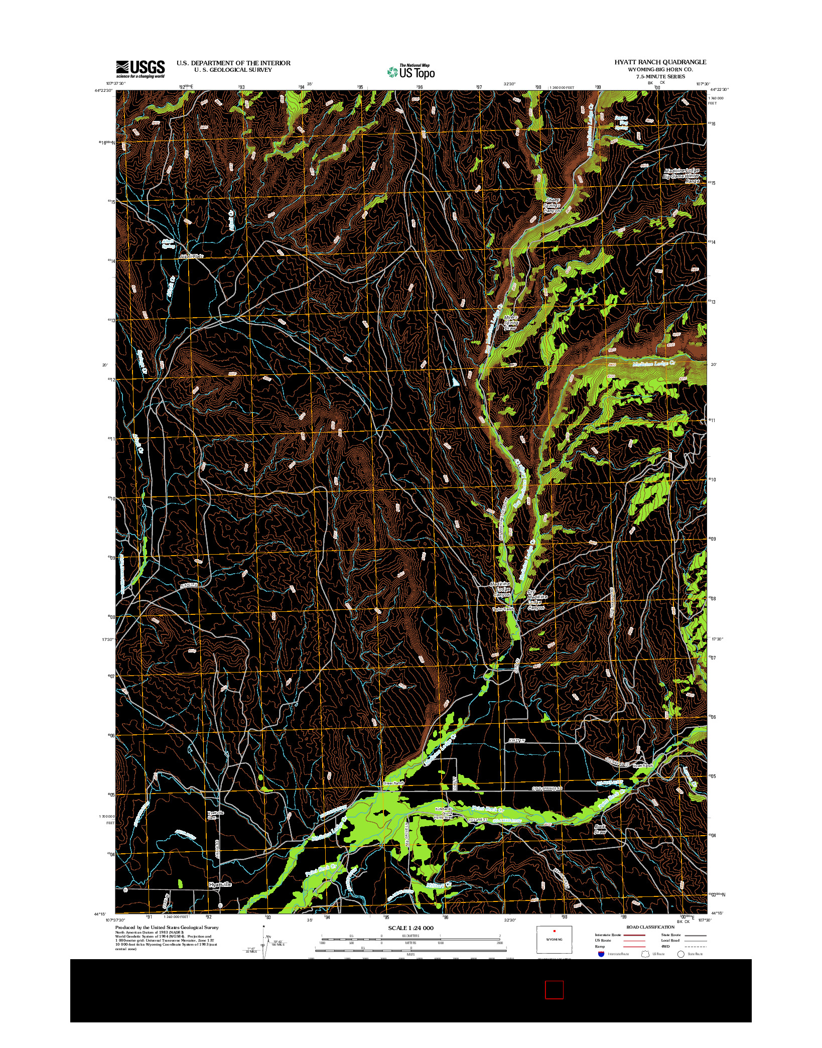 USGS US TOPO 7.5-MINUTE MAP FOR HYATT RANCH, WY 2012