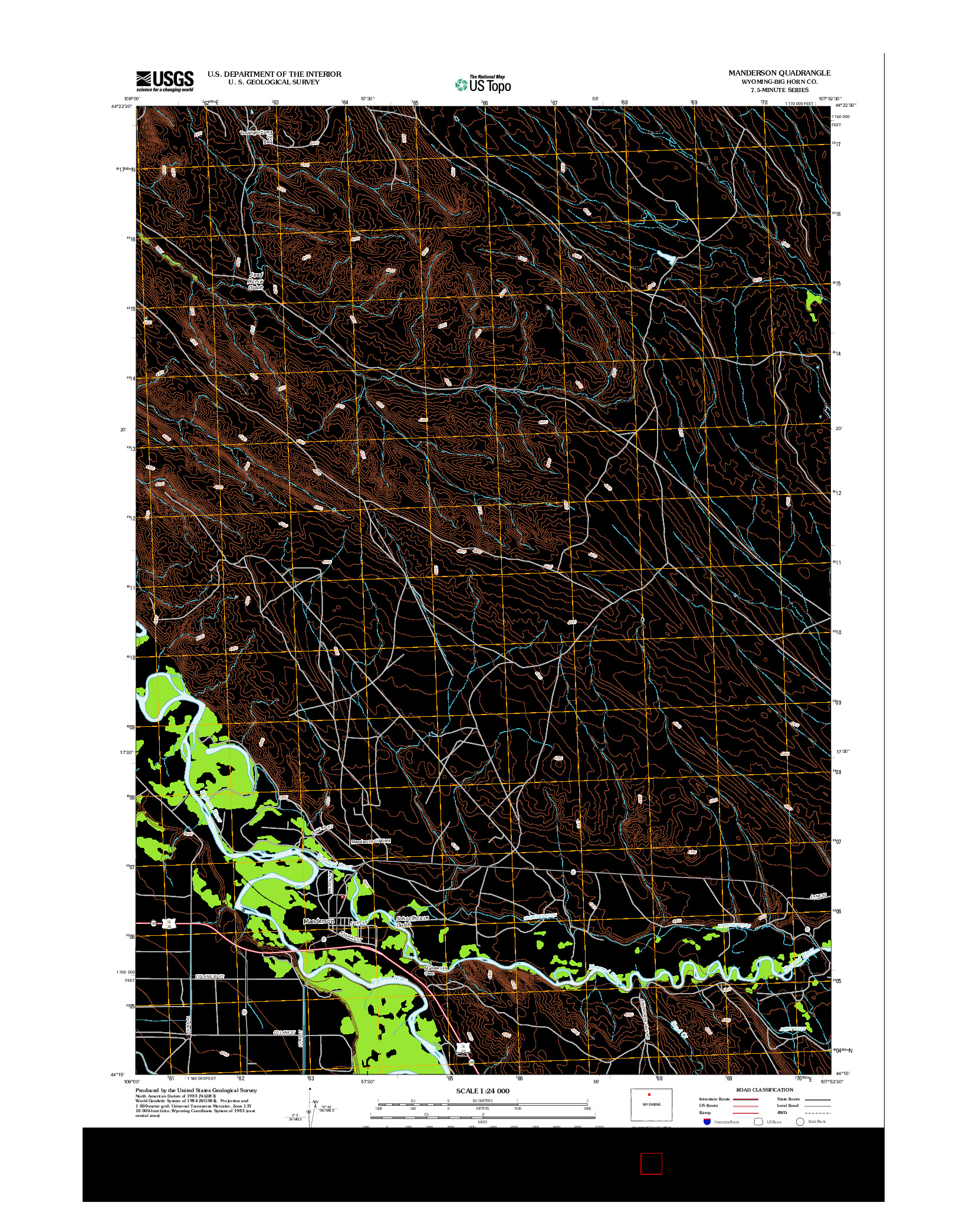 USGS US TOPO 7.5-MINUTE MAP FOR MANDERSON, WY 2012