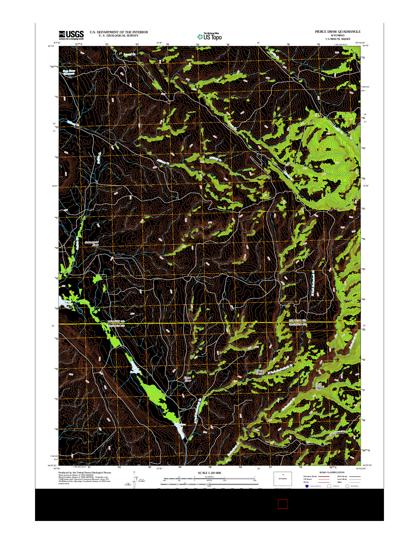 USGS US TOPO 7.5-MINUTE MAP FOR PIERCE DRAW, WY 2012