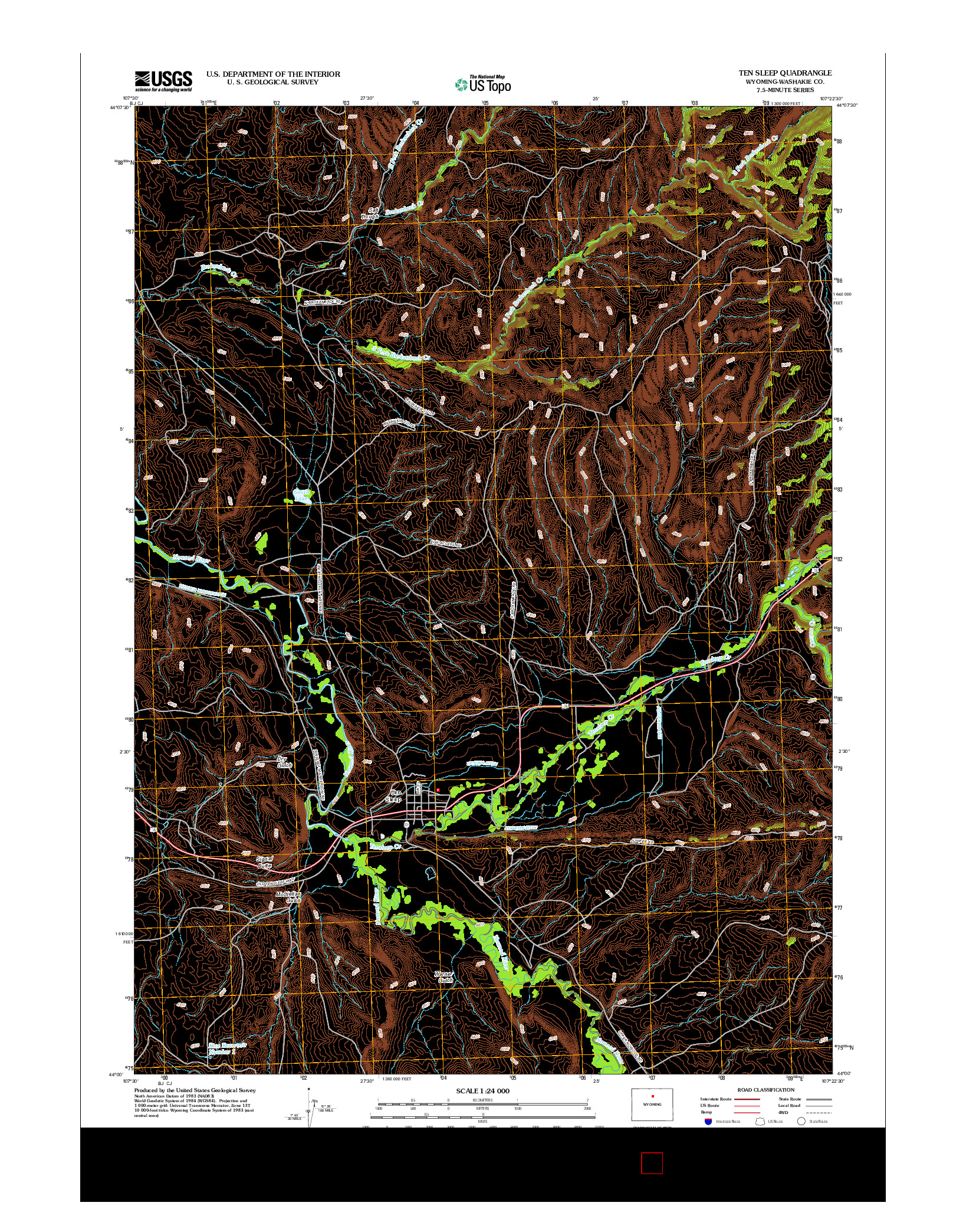 USGS US TOPO 7.5-MINUTE MAP FOR TEN SLEEP, WY 2012