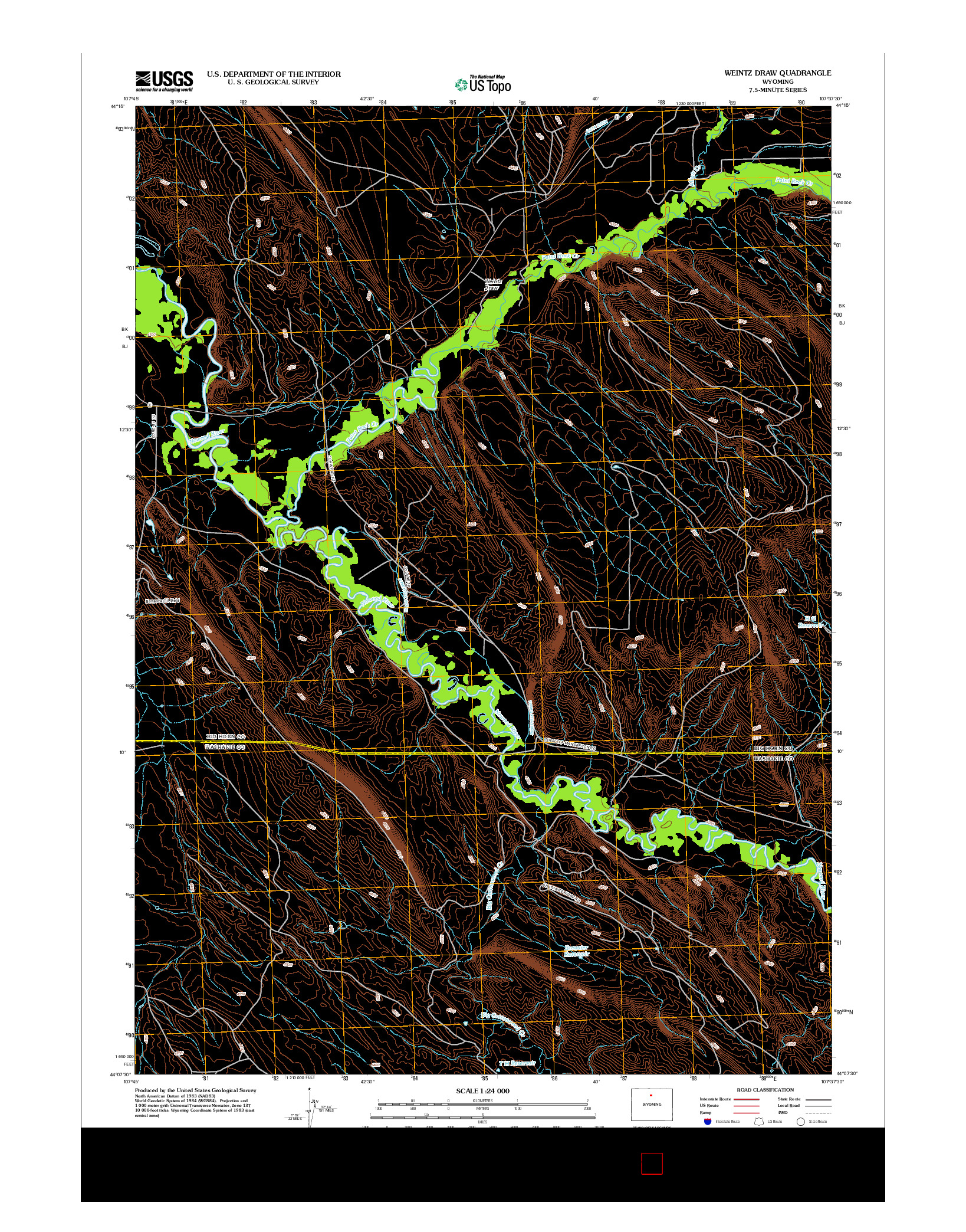 USGS US TOPO 7.5-MINUTE MAP FOR WEINTZ DRAW, WY 2012