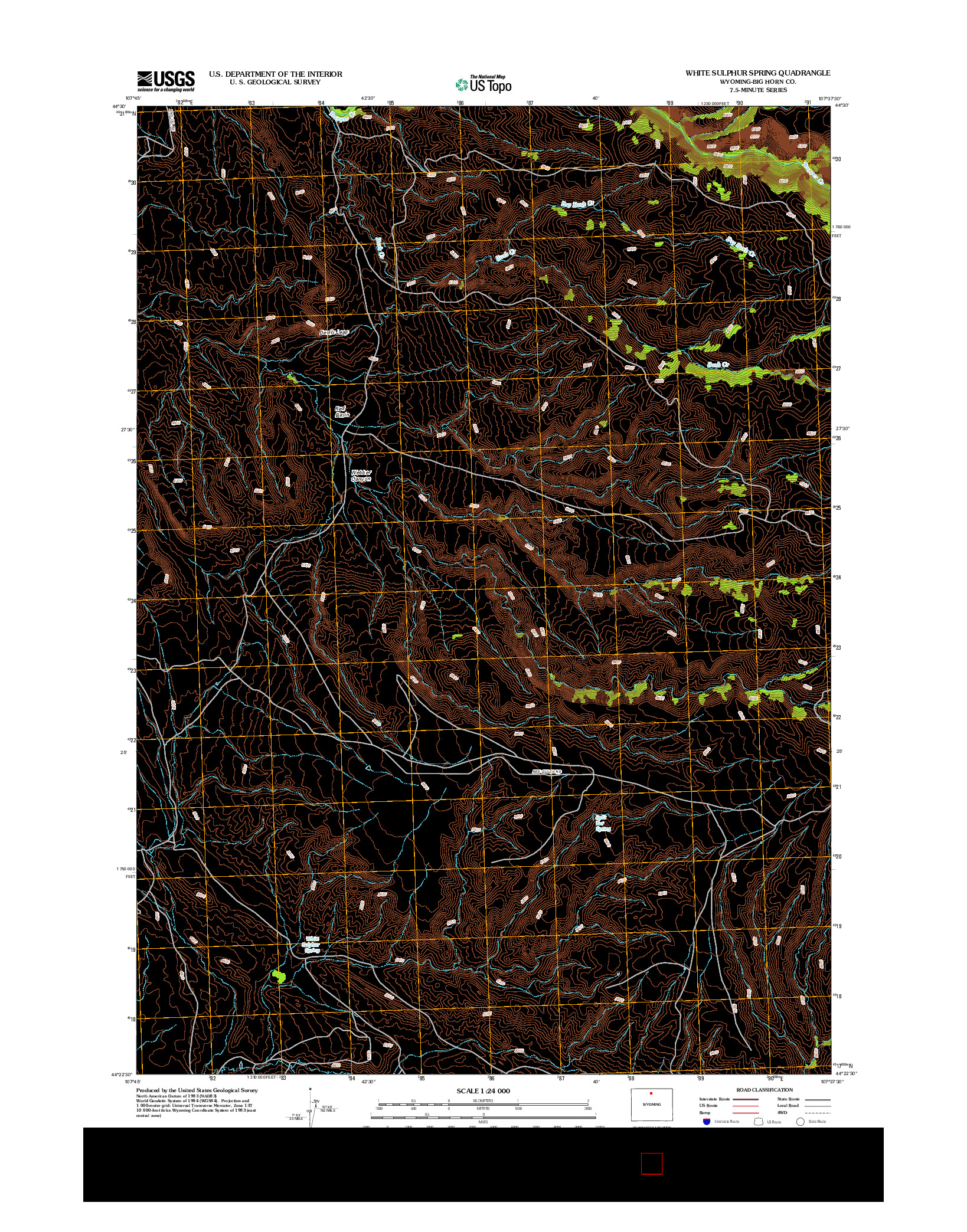 USGS US TOPO 7.5-MINUTE MAP FOR WHITE SULPHUR SPRING, WY 2012