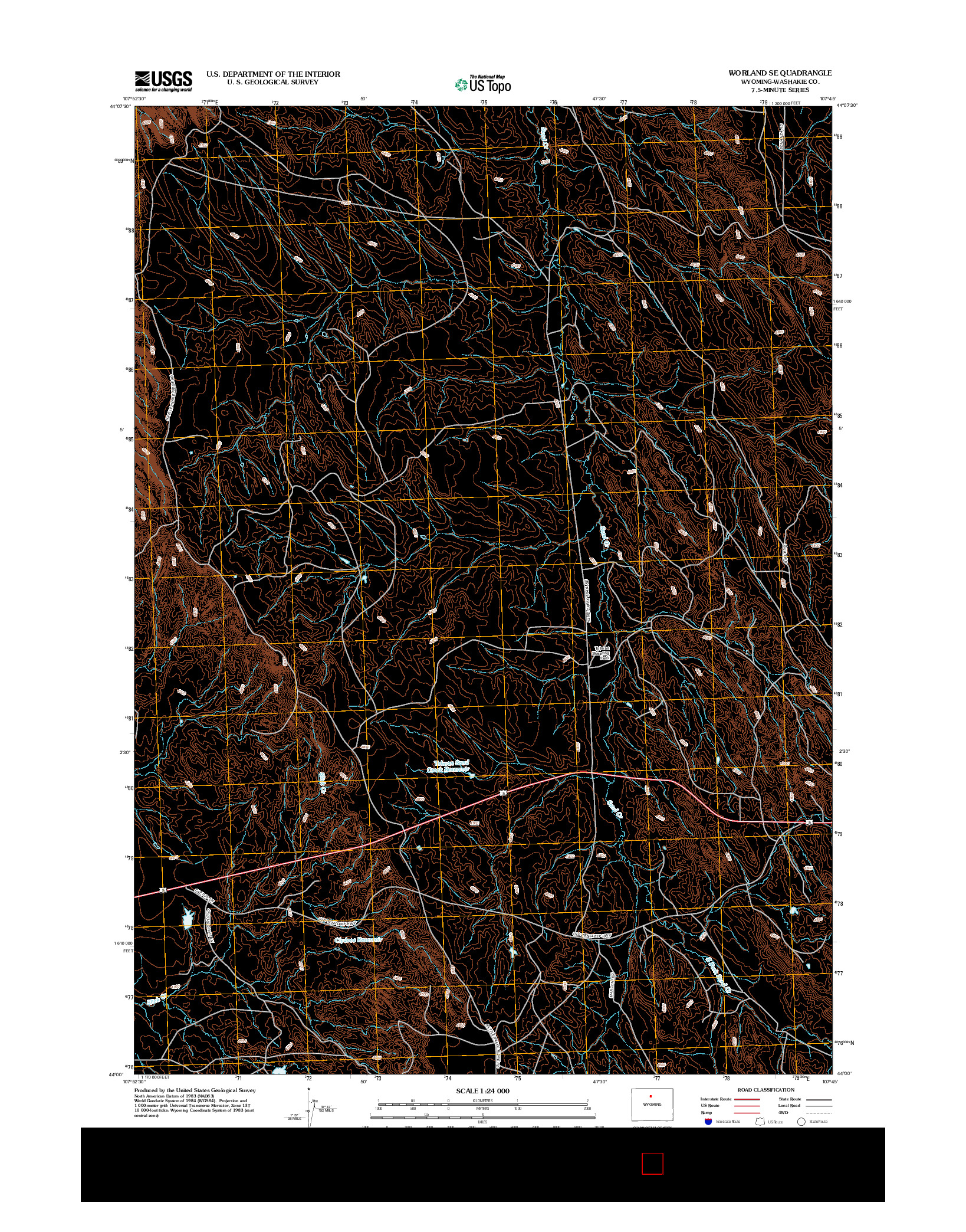 USGS US TOPO 7.5-MINUTE MAP FOR WORLAND SE, WY 2012