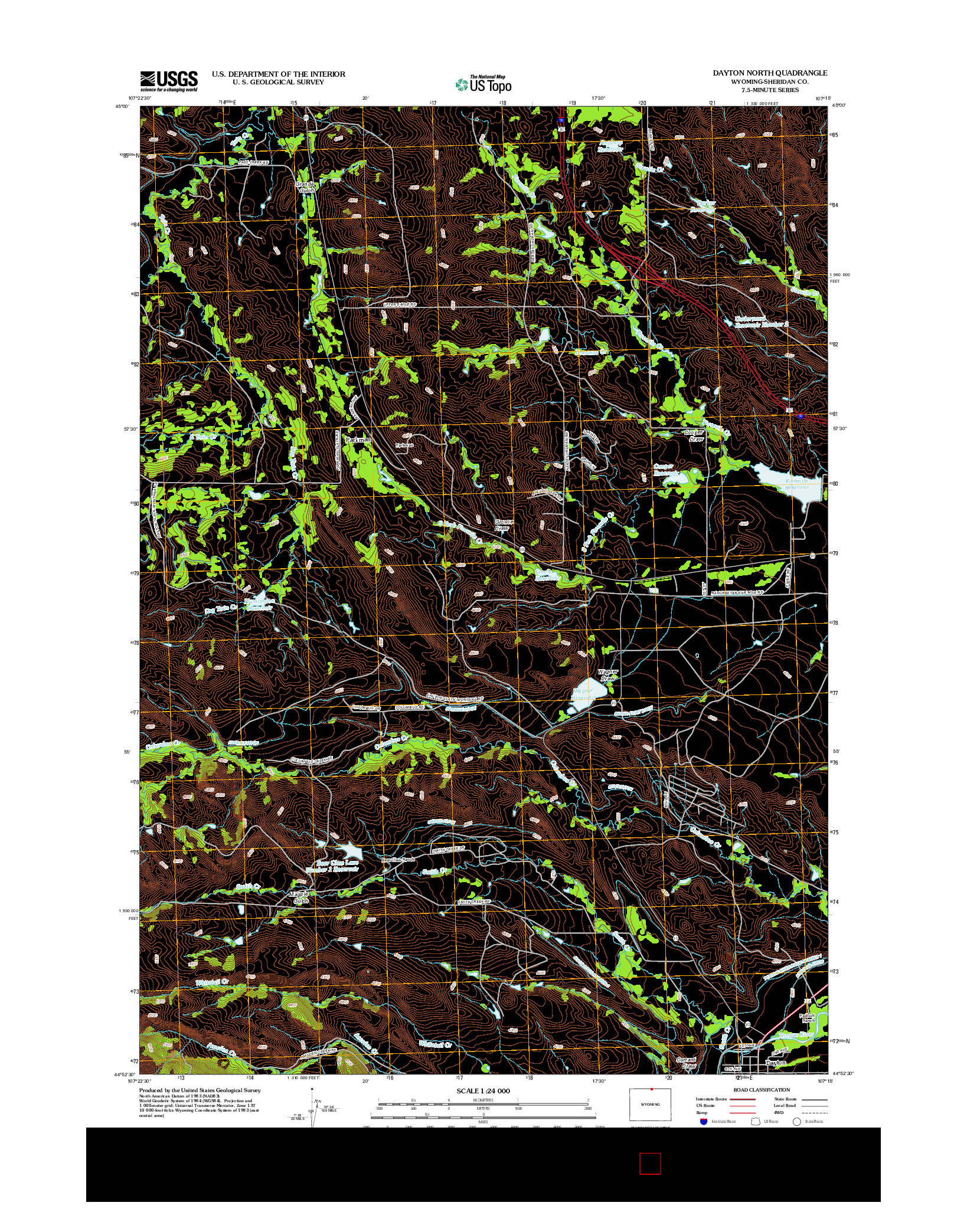 USGS US TOPO 7.5-MINUTE MAP FOR DAYTON NORTH, WY 2012