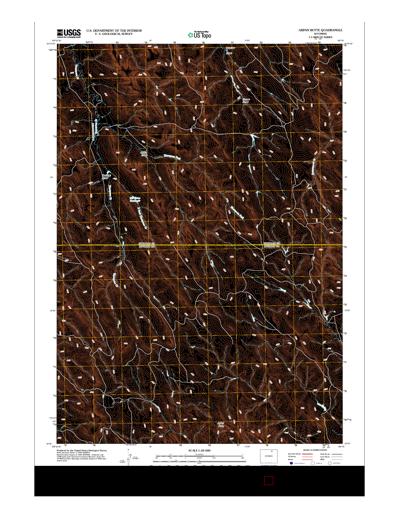 USGS US TOPO 7.5-MINUTE MAP FOR ARPAN BUTTE, WY 2012