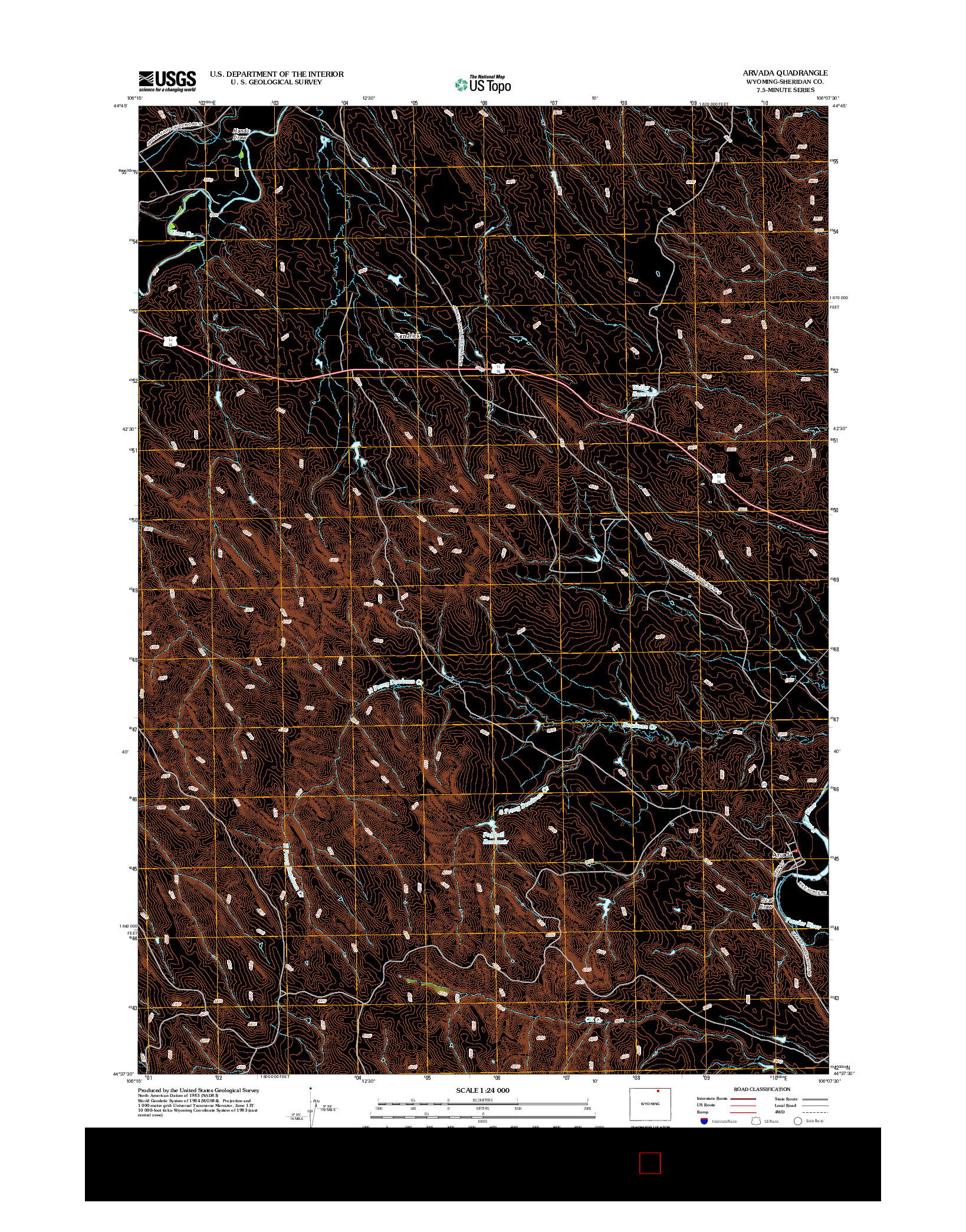 USGS US TOPO 7.5-MINUTE MAP FOR ARVADA, WY 2012