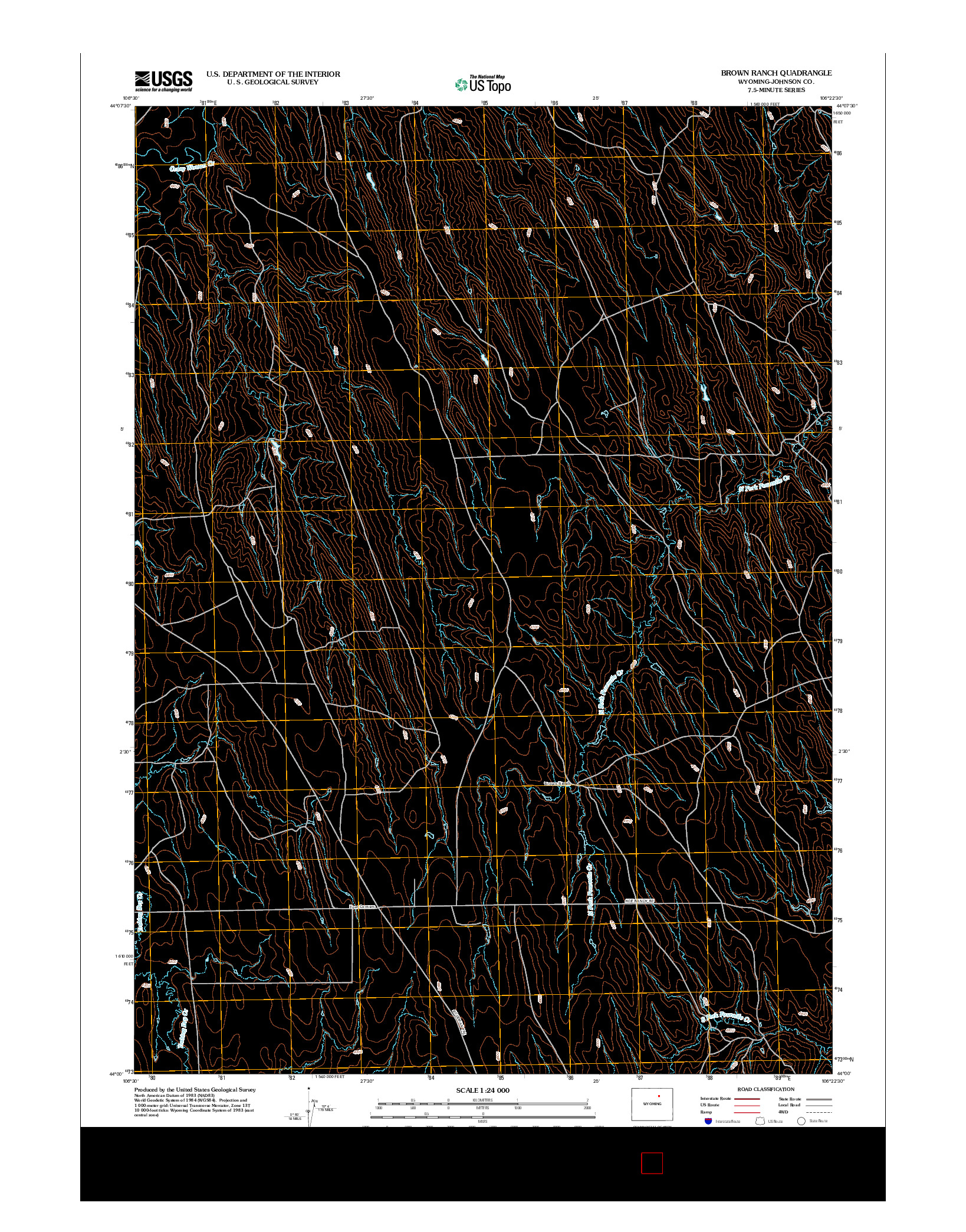 USGS US TOPO 7.5-MINUTE MAP FOR BROWN RANCH, WY 2012