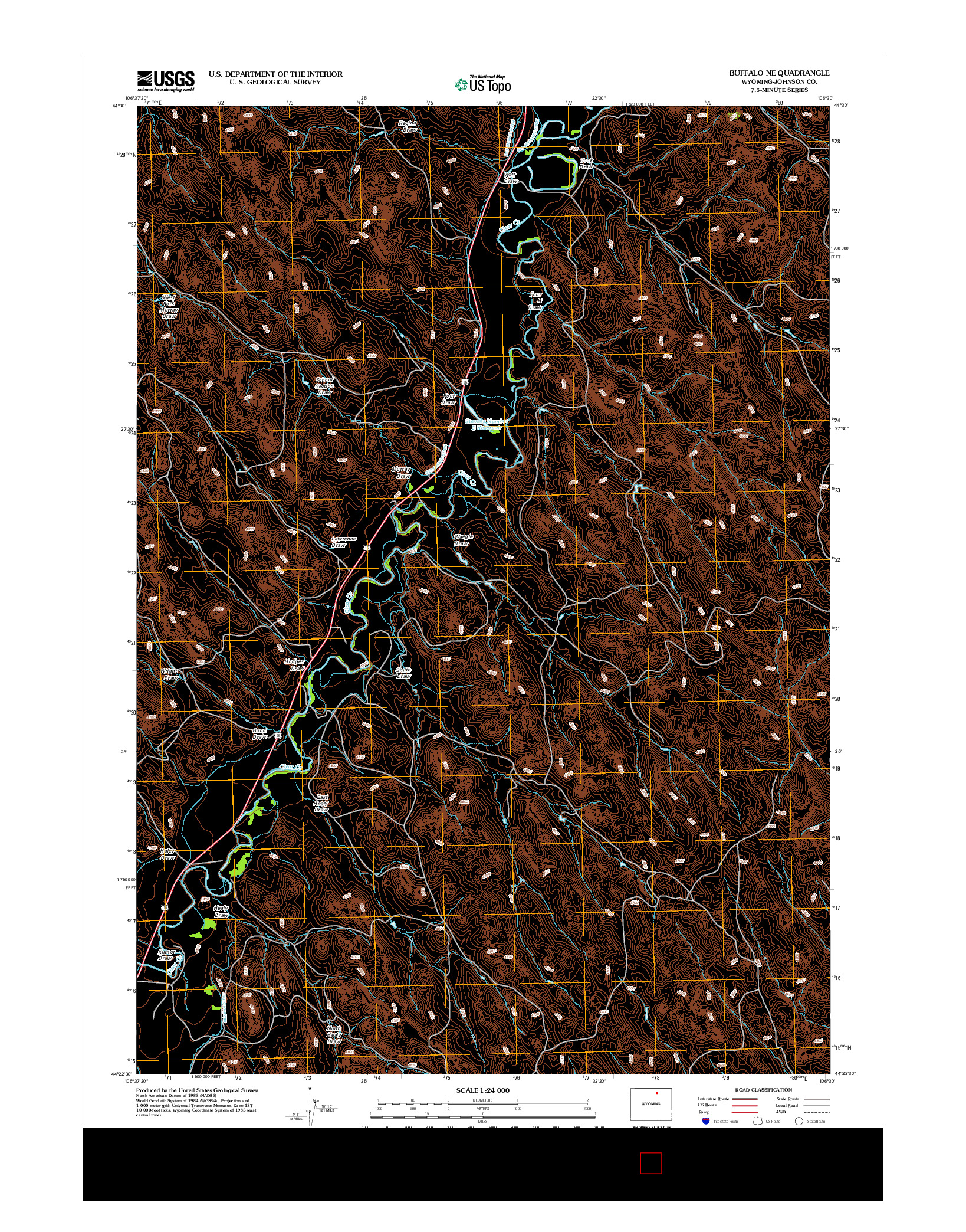 USGS US TOPO 7.5-MINUTE MAP FOR BUFFALO NE, WY 2012
