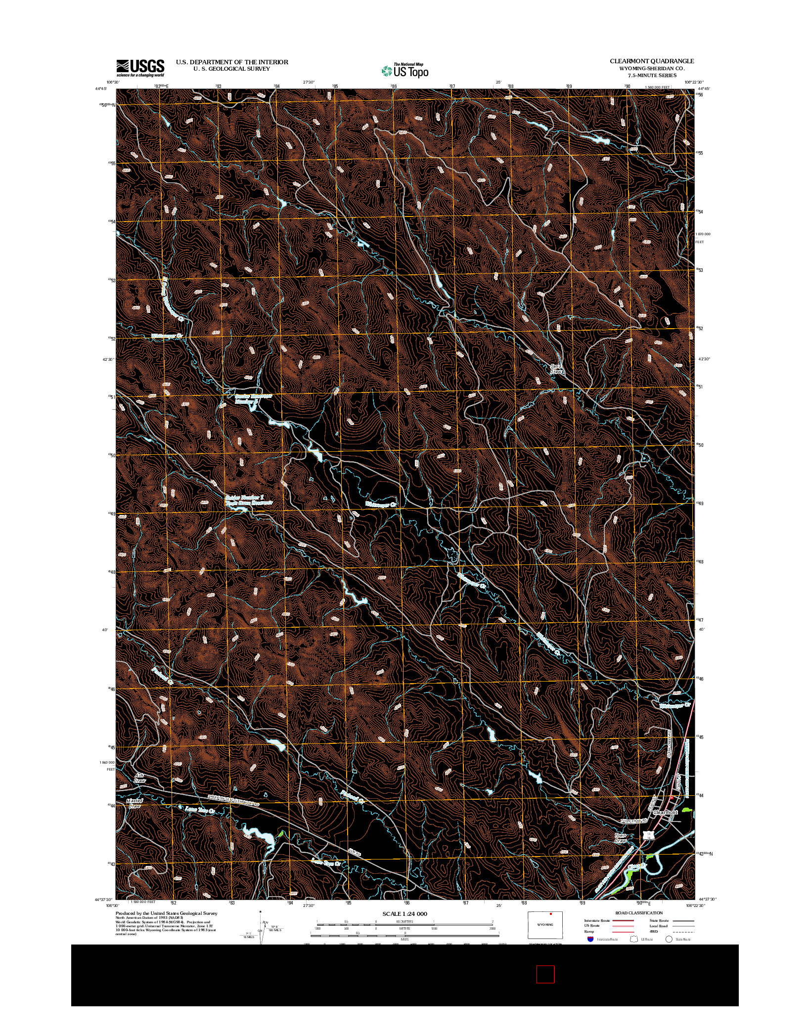 USGS US TOPO 7.5-MINUTE MAP FOR CLEARMONT, WY 2012