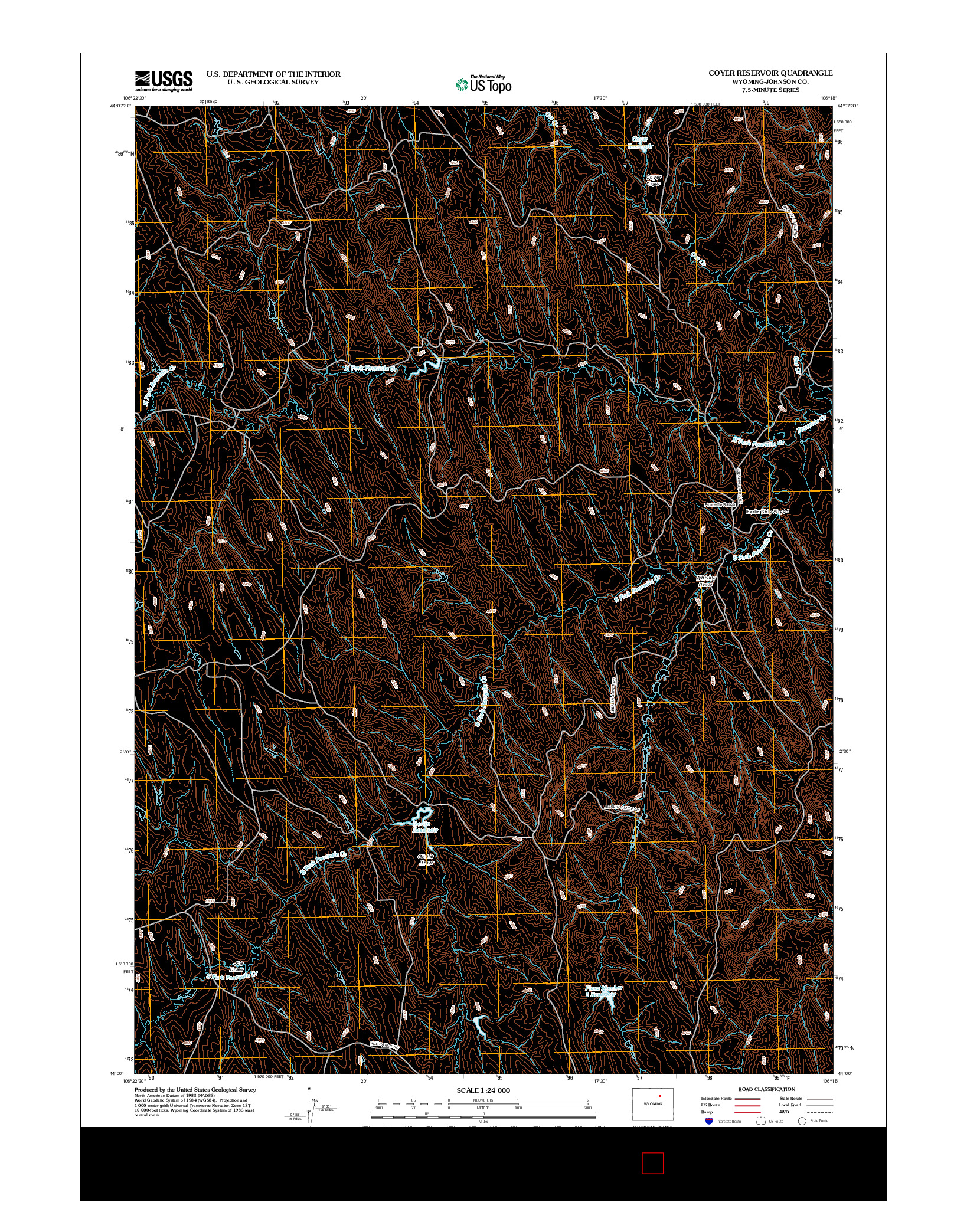USGS US TOPO 7.5-MINUTE MAP FOR COYER RESERVOIR, WY 2012
