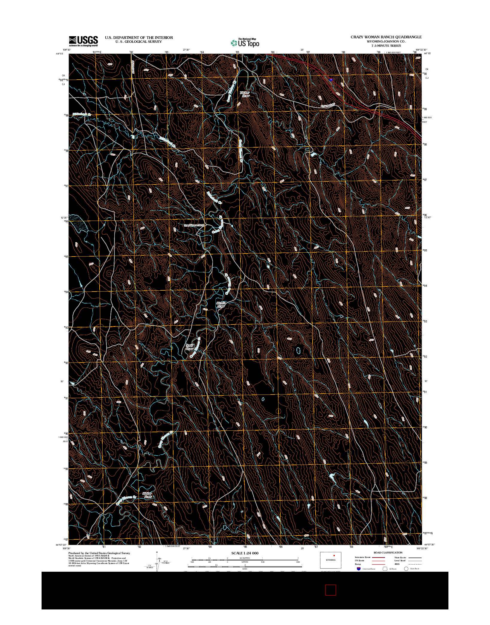 USGS US TOPO 7.5-MINUTE MAP FOR CRAZY WOMAN RANCH, WY 2012