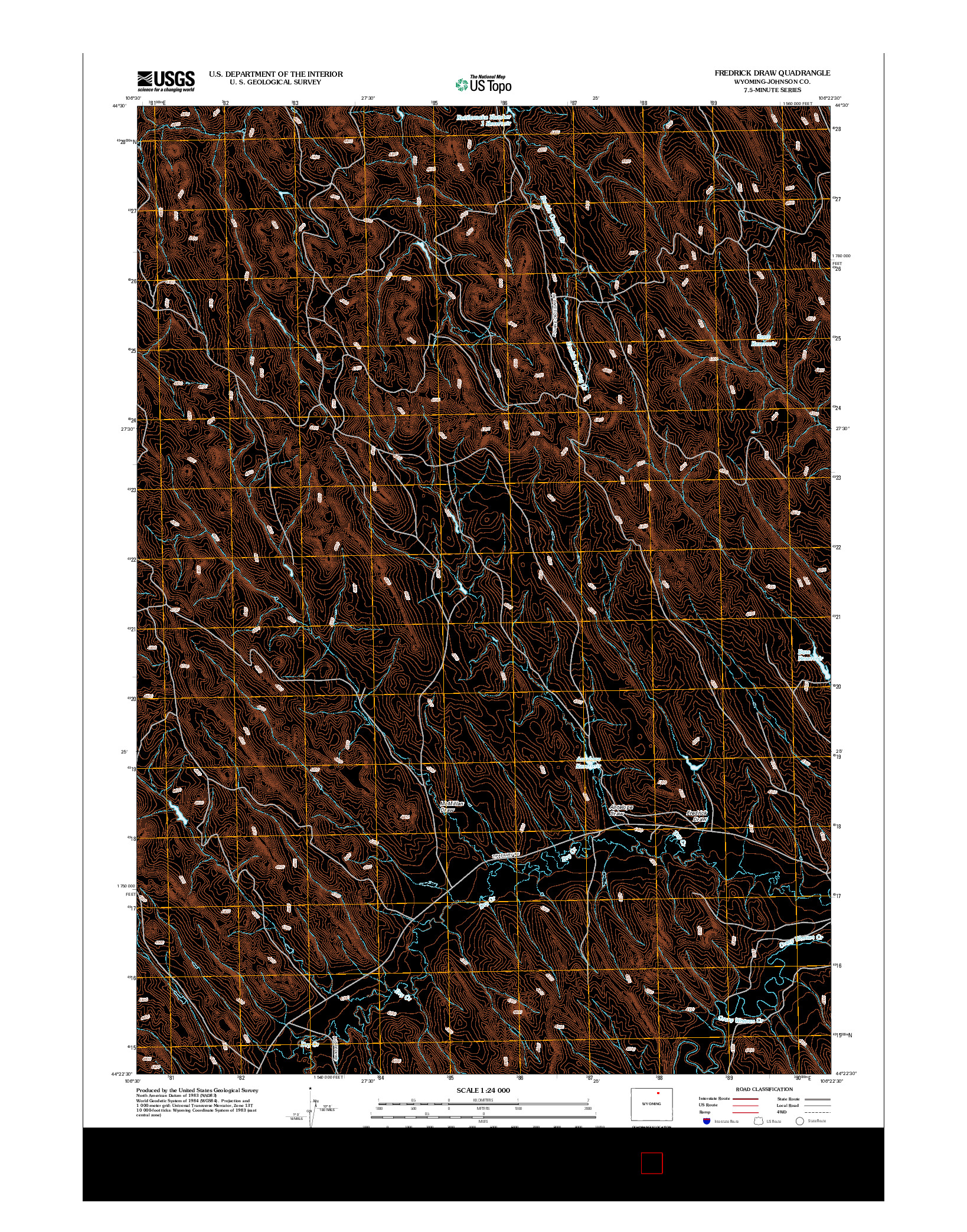 USGS US TOPO 7.5-MINUTE MAP FOR FREDRICK DRAW, WY 2012