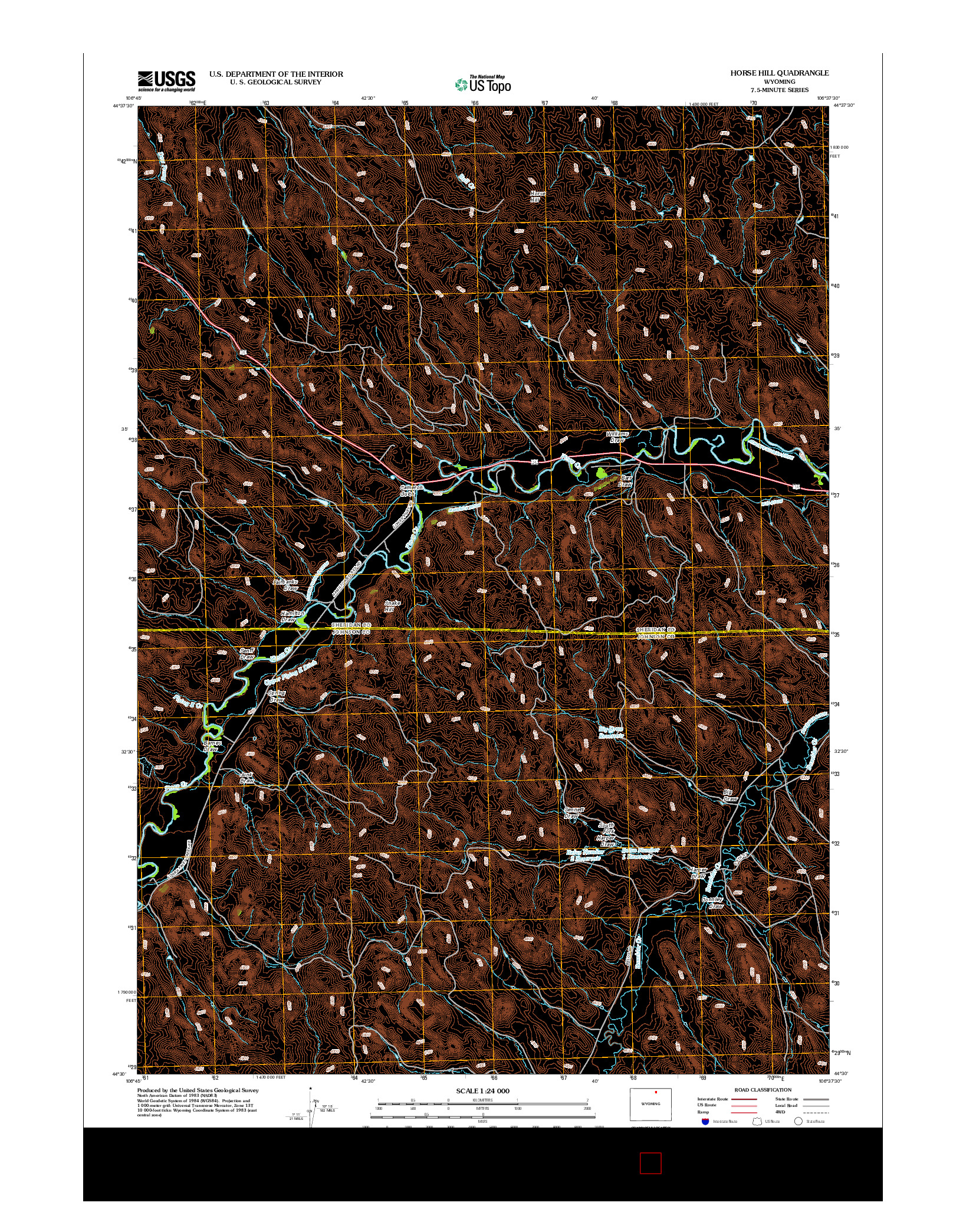 USGS US TOPO 7.5-MINUTE MAP FOR HORSE HILL, WY 2012