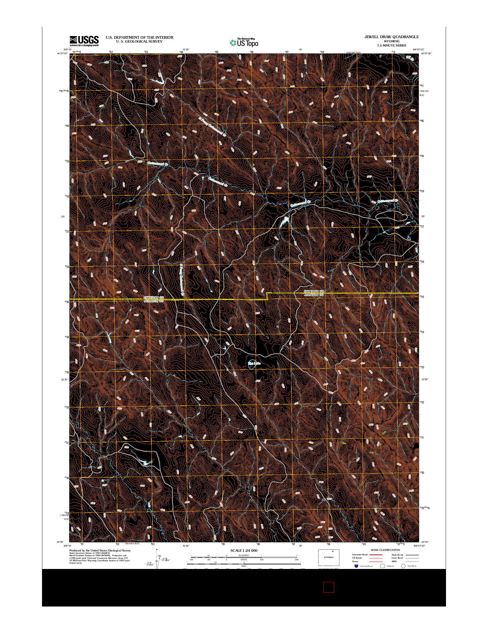 USGS US TOPO 7.5-MINUTE MAP FOR JEWELL DRAW, WY 2012