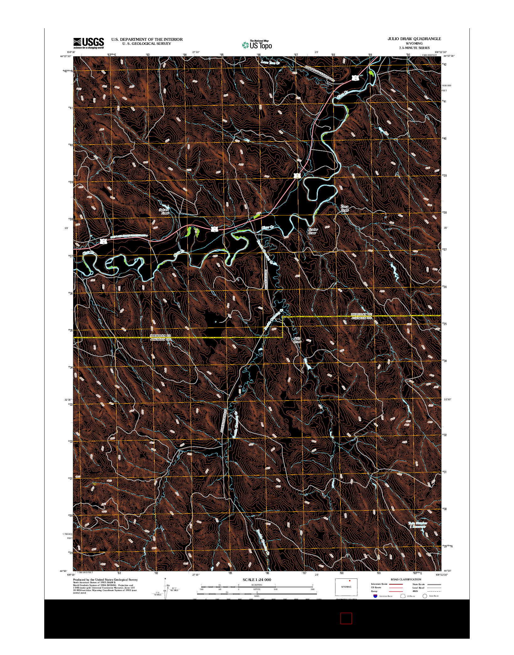 USGS US TOPO 7.5-MINUTE MAP FOR JULIO DRAW, WY 2012