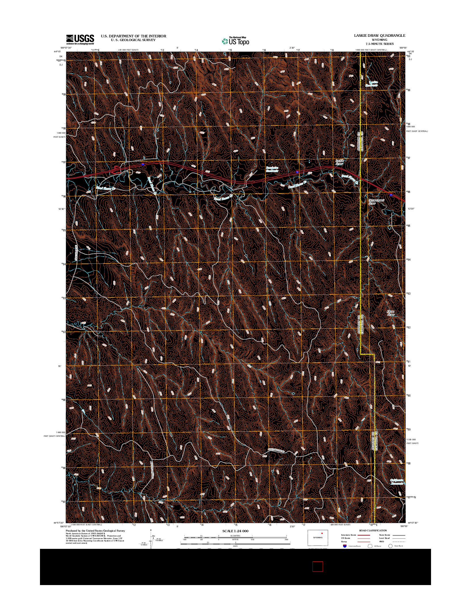 USGS US TOPO 7.5-MINUTE MAP FOR LASKIE DRAW, WY 2012