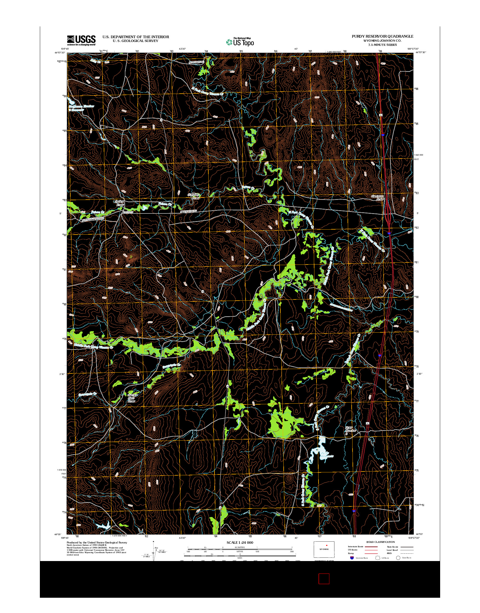 USGS US TOPO 7.5-MINUTE MAP FOR PURDY RESERVOIR, WY 2012