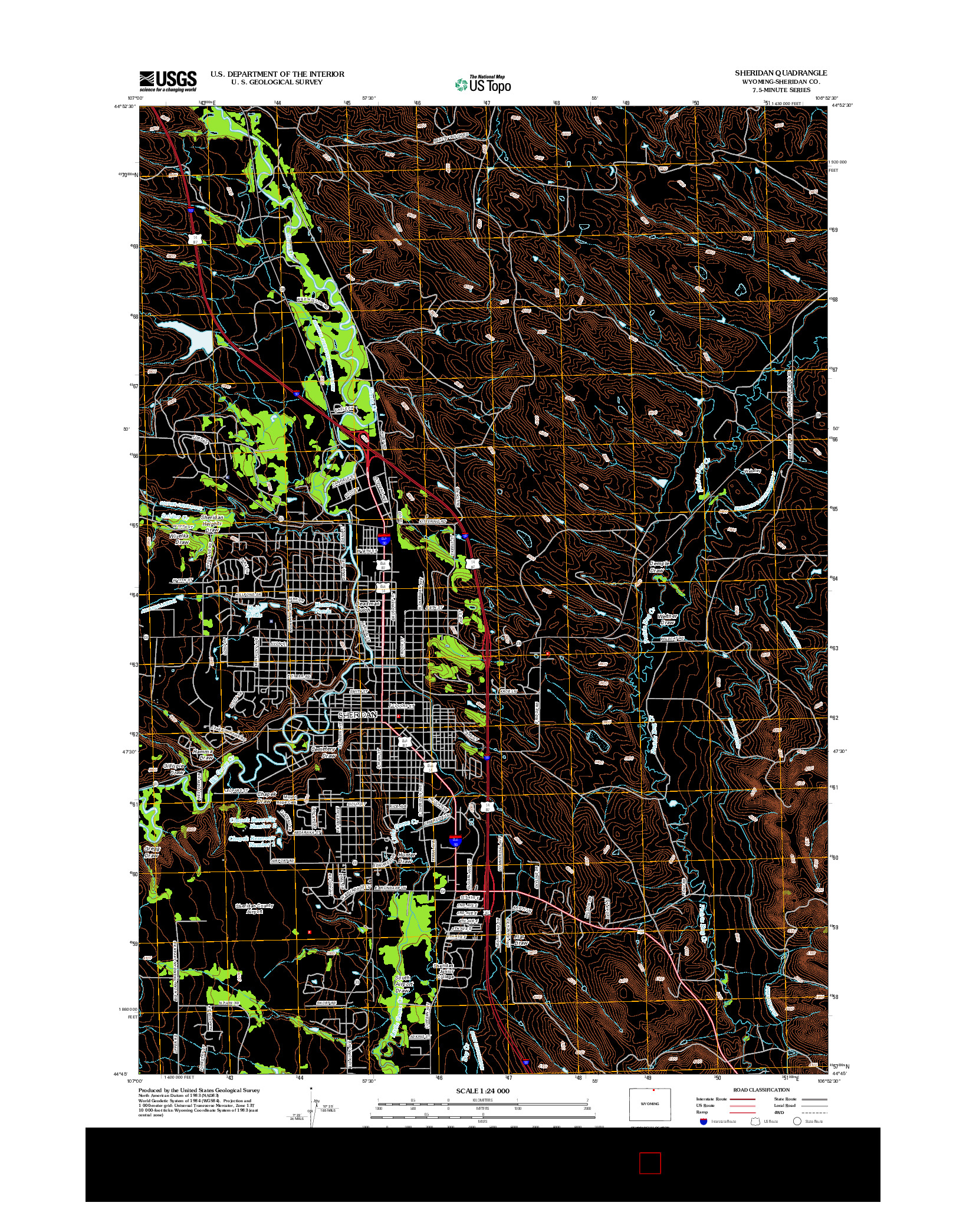 USGS US TOPO 7.5-MINUTE MAP FOR SHERIDAN, WY 2012