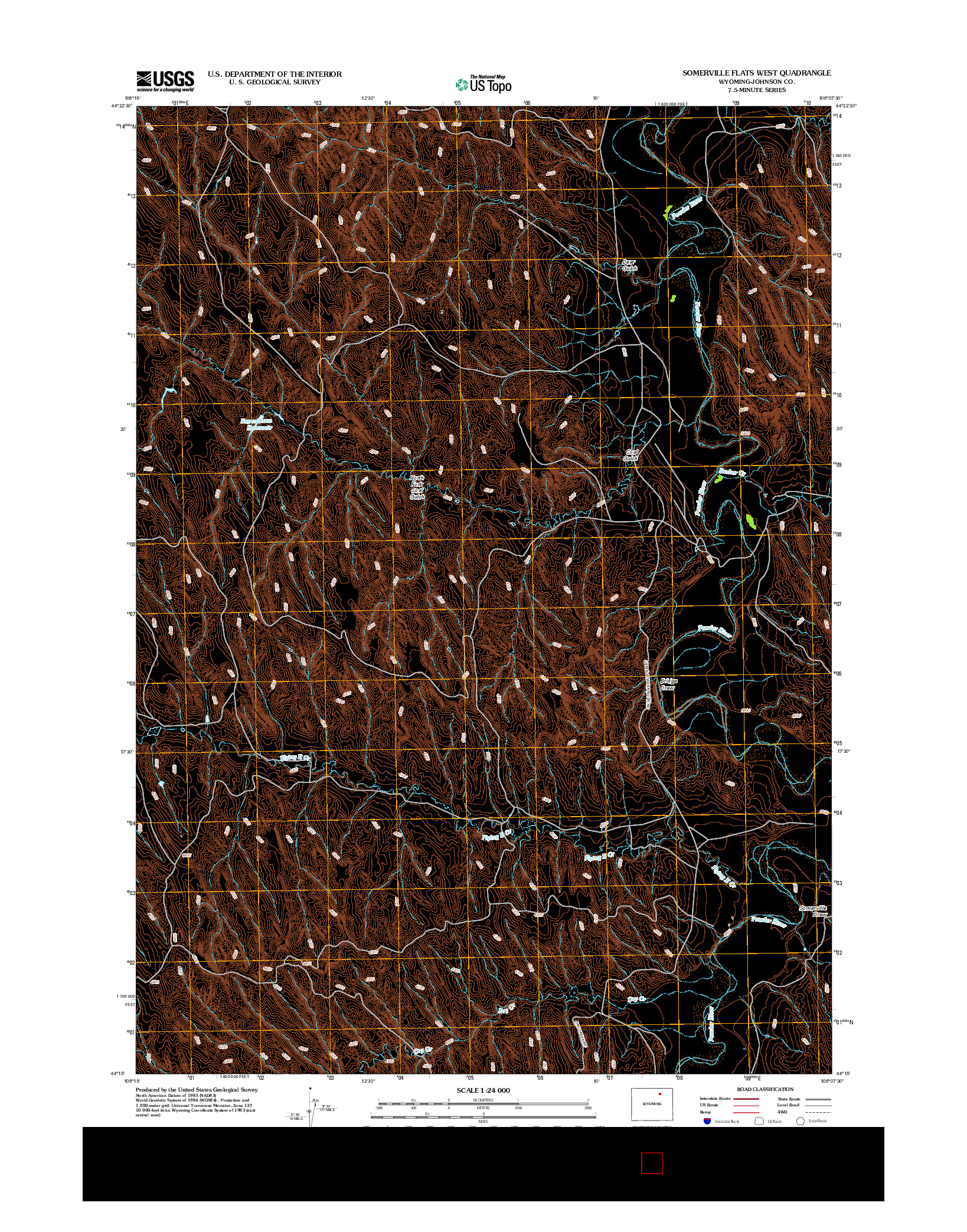 USGS US TOPO 7.5-MINUTE MAP FOR SOMERVILLE FLATS WEST, WY 2012