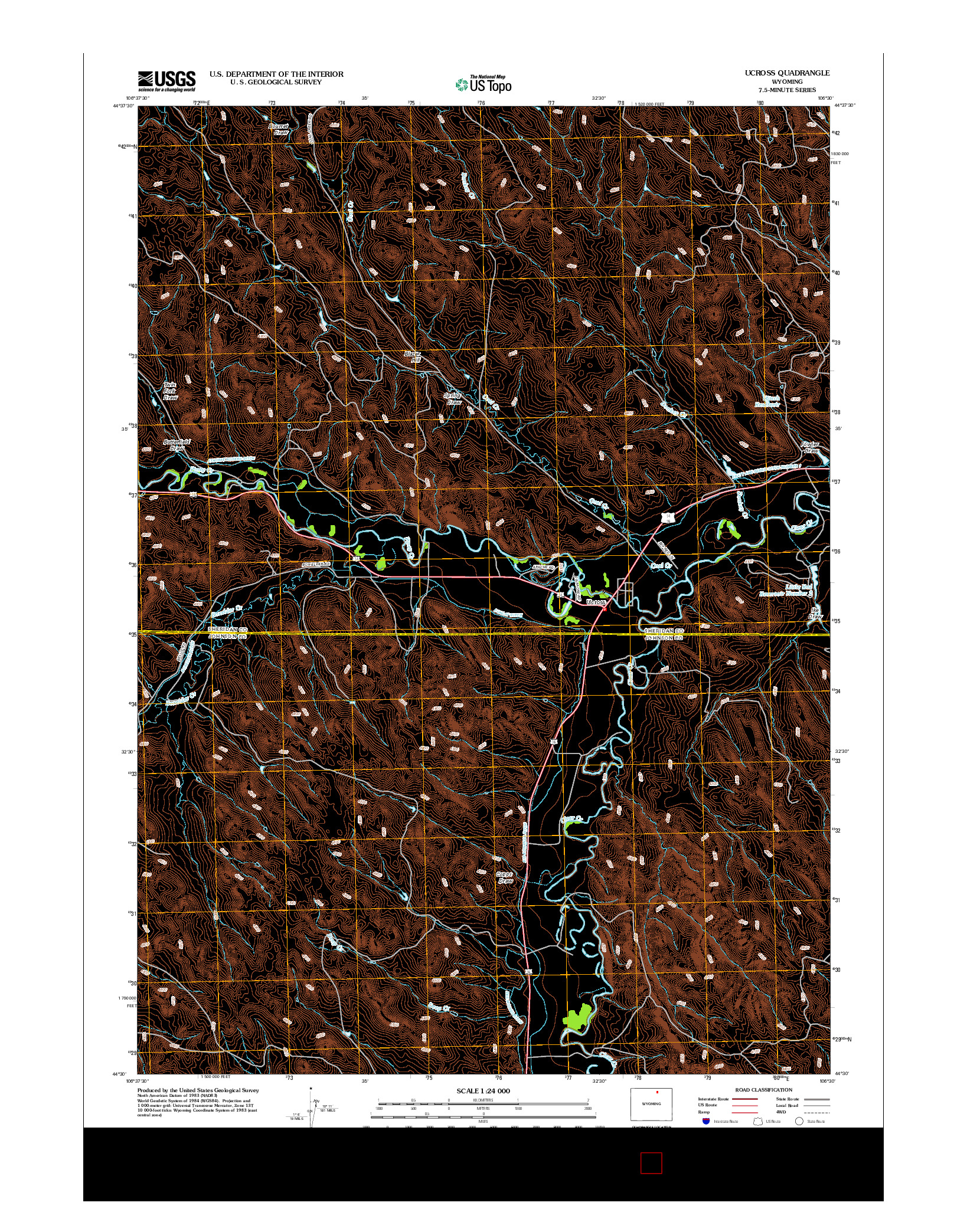 USGS US TOPO 7.5-MINUTE MAP FOR UCROSS, WY 2012