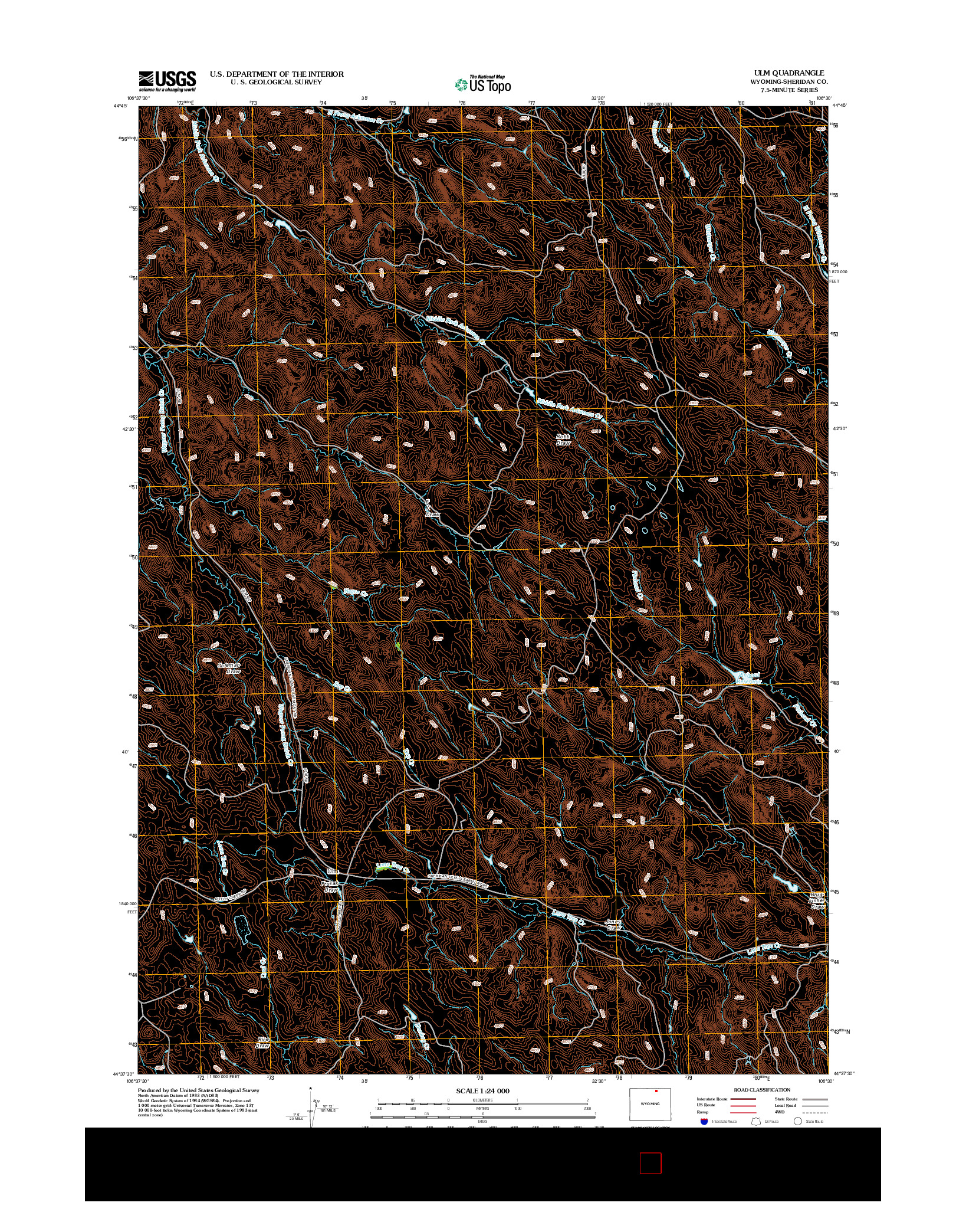 USGS US TOPO 7.5-MINUTE MAP FOR ULM, WY 2012