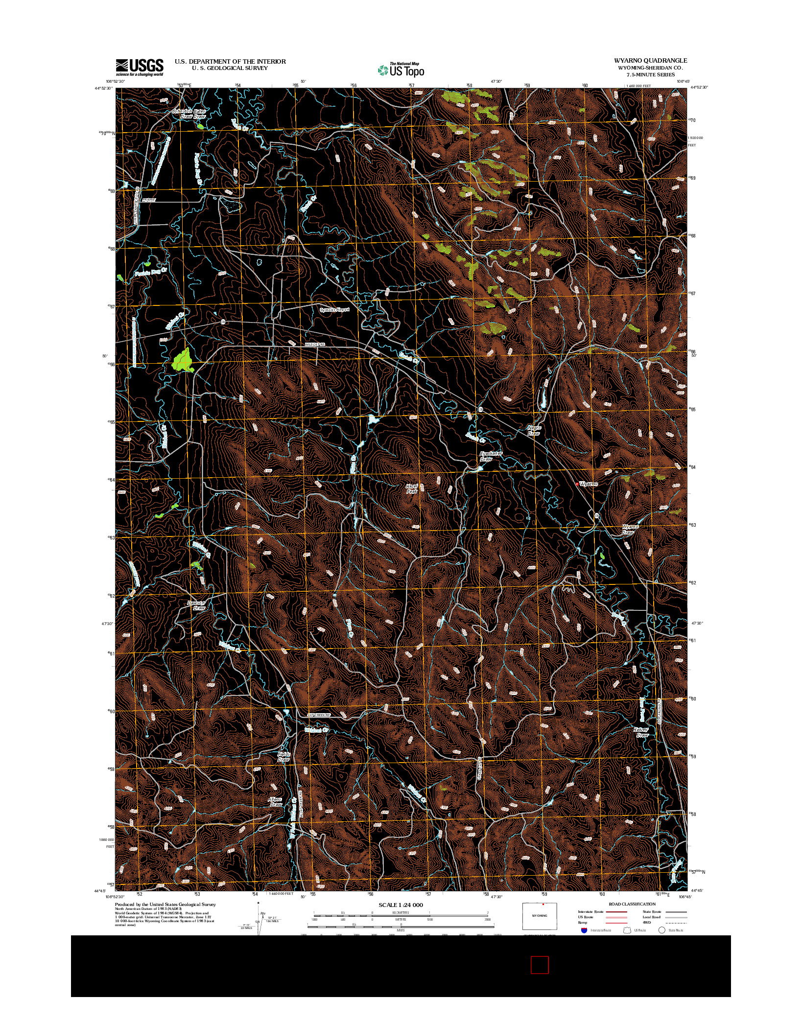USGS US TOPO 7.5-MINUTE MAP FOR WYARNO, WY 2012