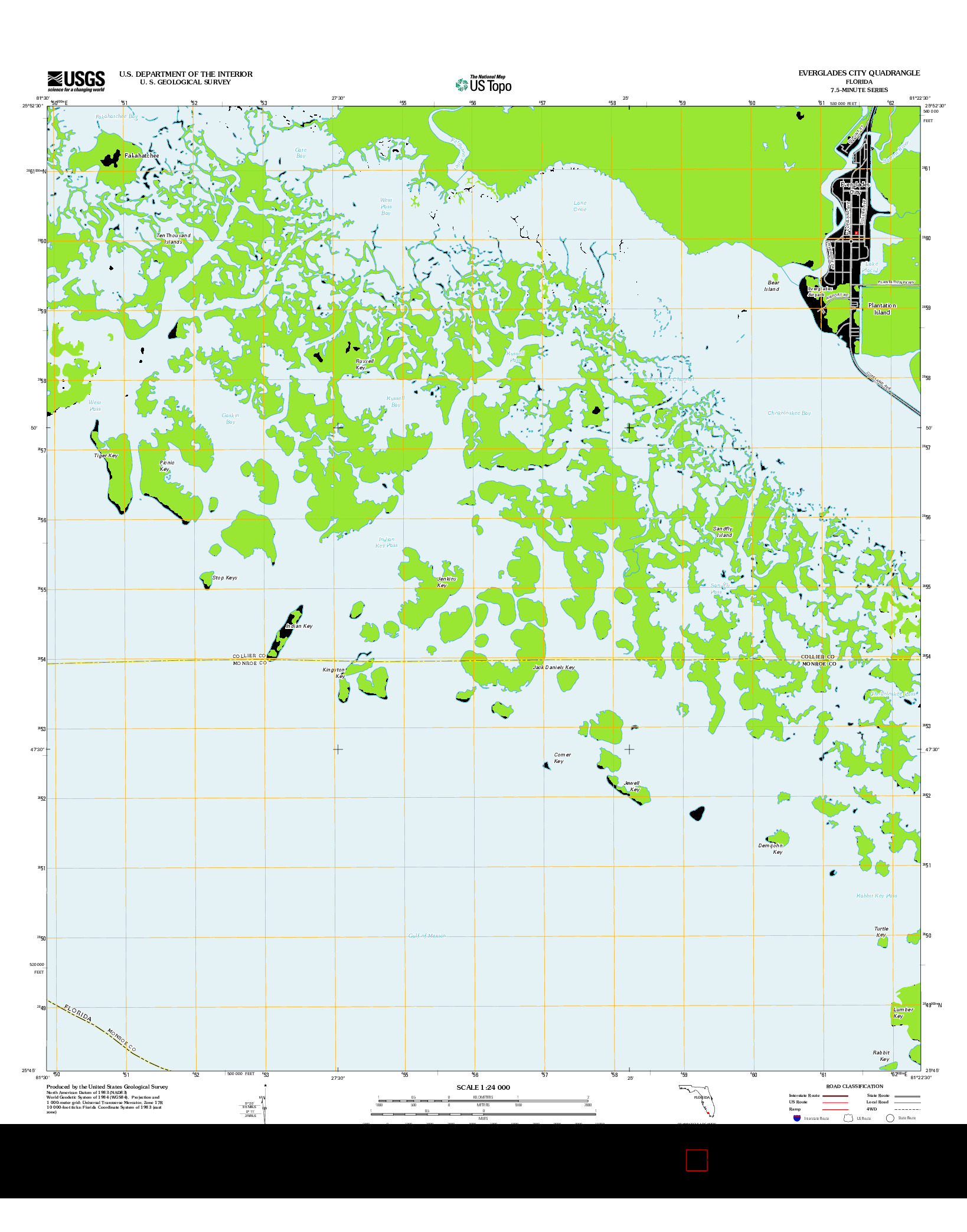 USGS US TOPO 7.5-MINUTE MAP FOR EVERGLADES CITY, FL 2012