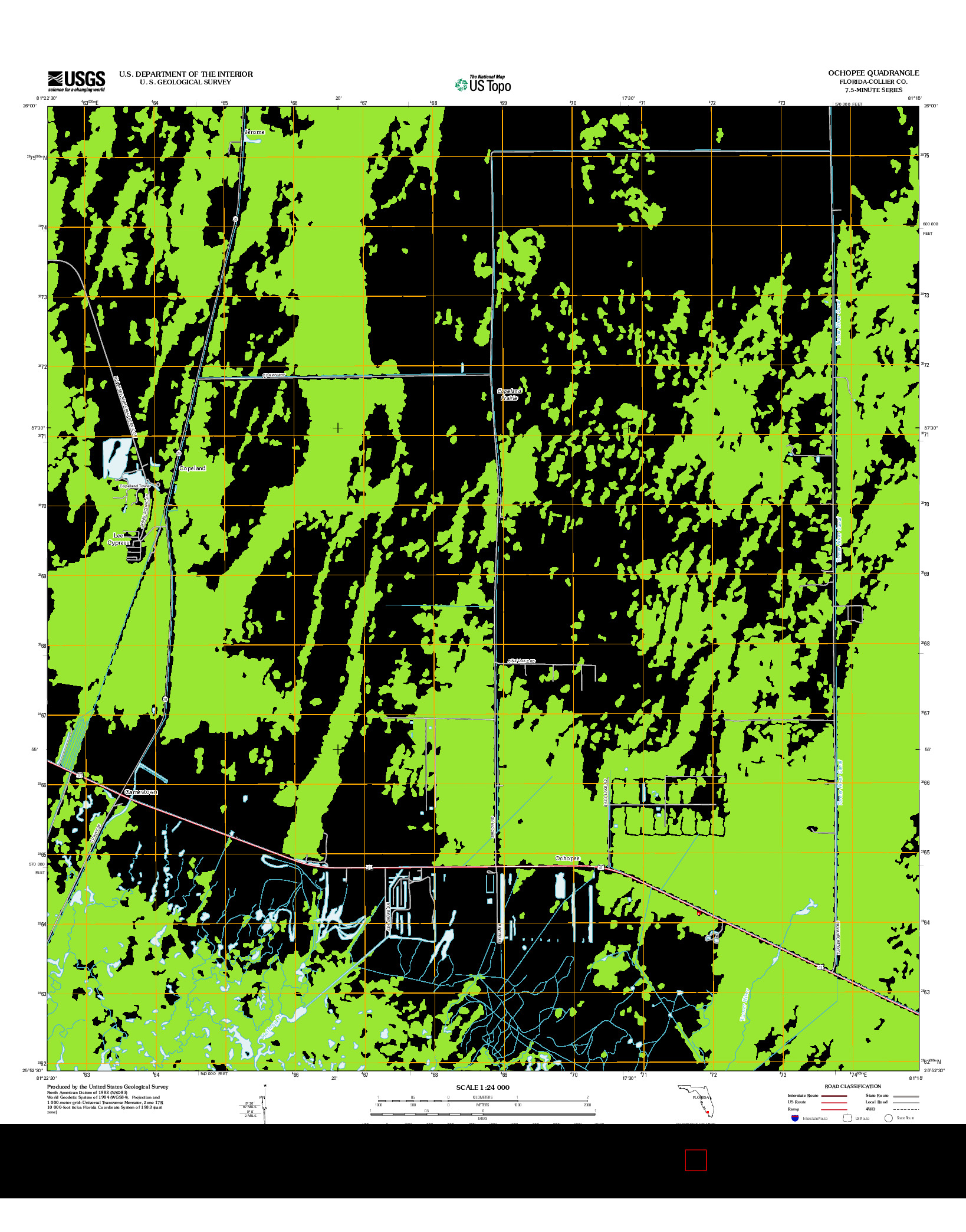 USGS US TOPO 7.5-MINUTE MAP FOR OCHOPEE, FL 2012